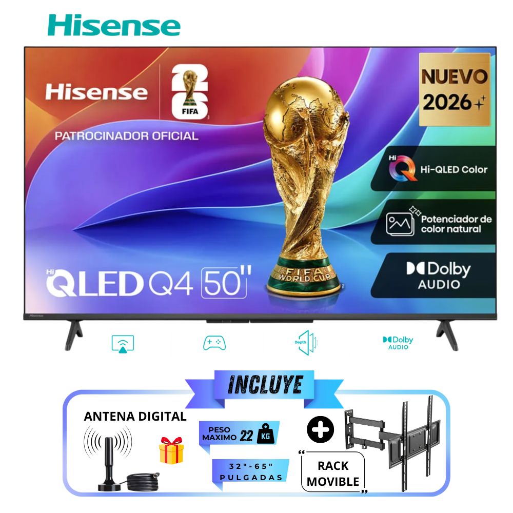 TELEVISOR HISENSE QLED 50 FULL HD SMART TV 50Q4SV + RACK MOVIBLE - 1