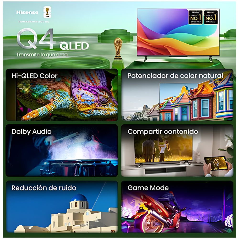 TELEVISOR HISENSE QLED 50 FULL HD SMART TV 50Q4SV + RACK MOVIBLE - 2