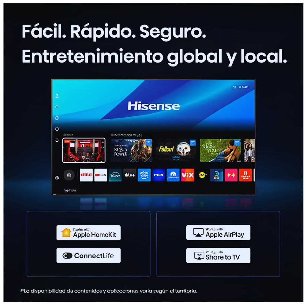 TELEVISOR HISENSE QLED 50 FULL HD SMART TV 50Q4SV + RACK MOVIBLE - 3