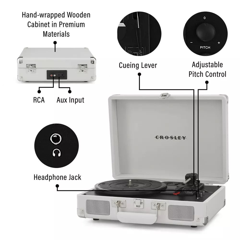 TOCADISCOS VINILO CROSLEY CRUISER PLUS - BLANCO - 5