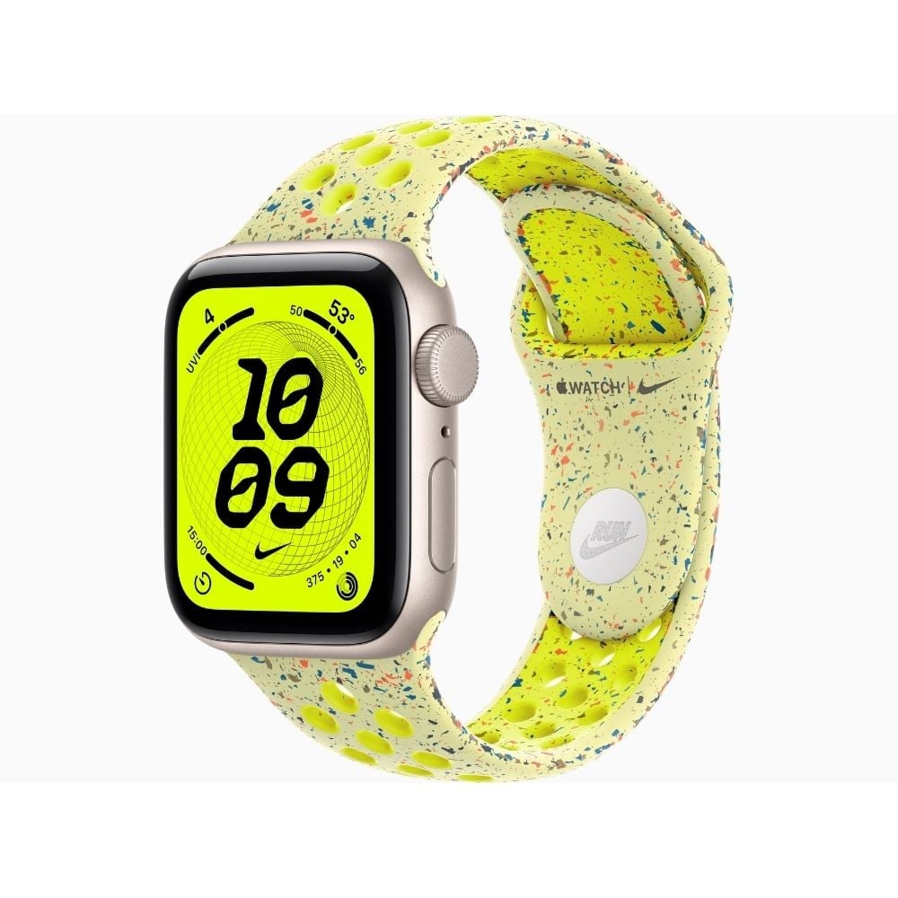 APPLE WATCH SE 3 40MM GPS STARLIGHT NIKE SPORT BAND S/M - VOLT SPLASH - 1