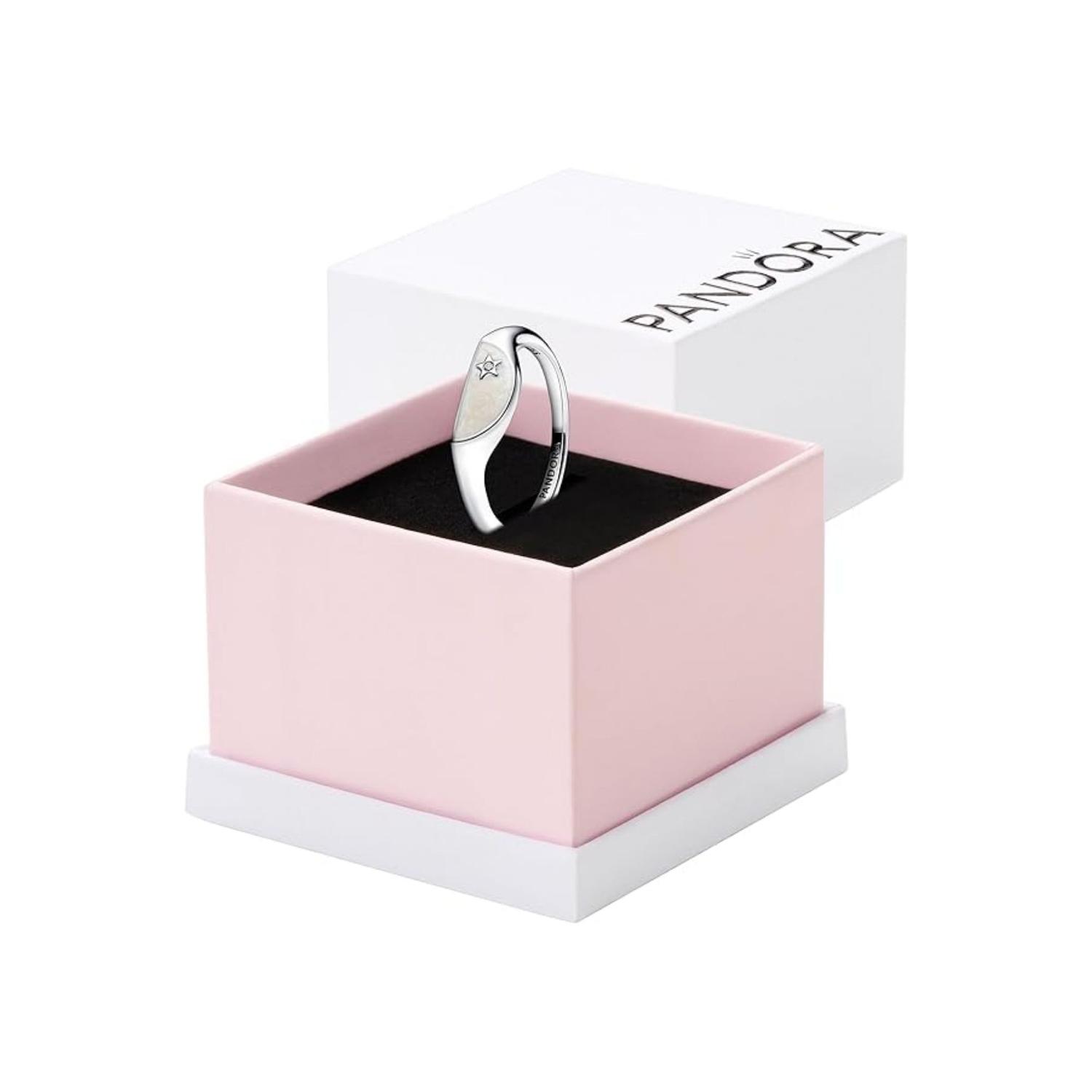 ANILLO DE PLATA PANDORA SELLO ESMALTADO Y CIRCONITA CÚBICA - 1
