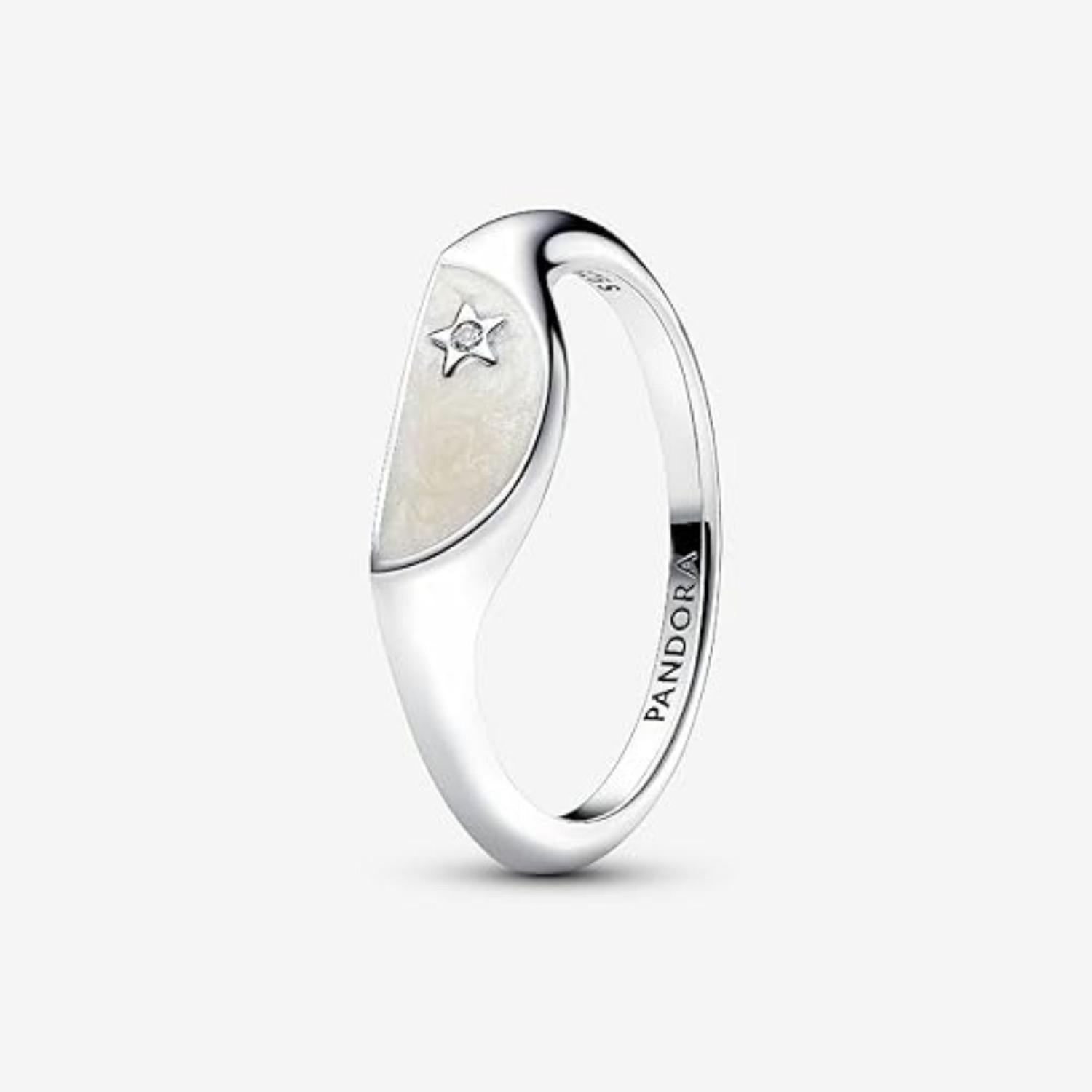 ANILLO DE PLATA PANDORA SELLO ESMALTADO Y CIRCONITA CÚBICA - 2