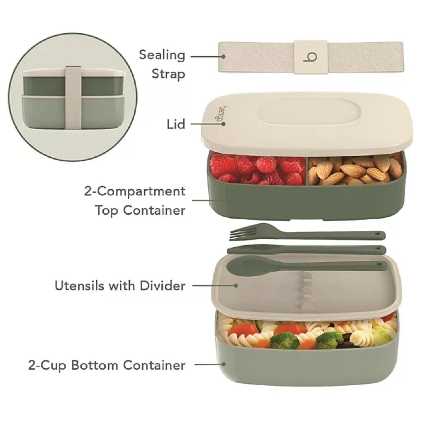 SET LONCHERA DELUXE BENTGO X 4PZS: BOLSO + ICE PACK + BENTO CLASSIC - VERDE KHAKI - 3