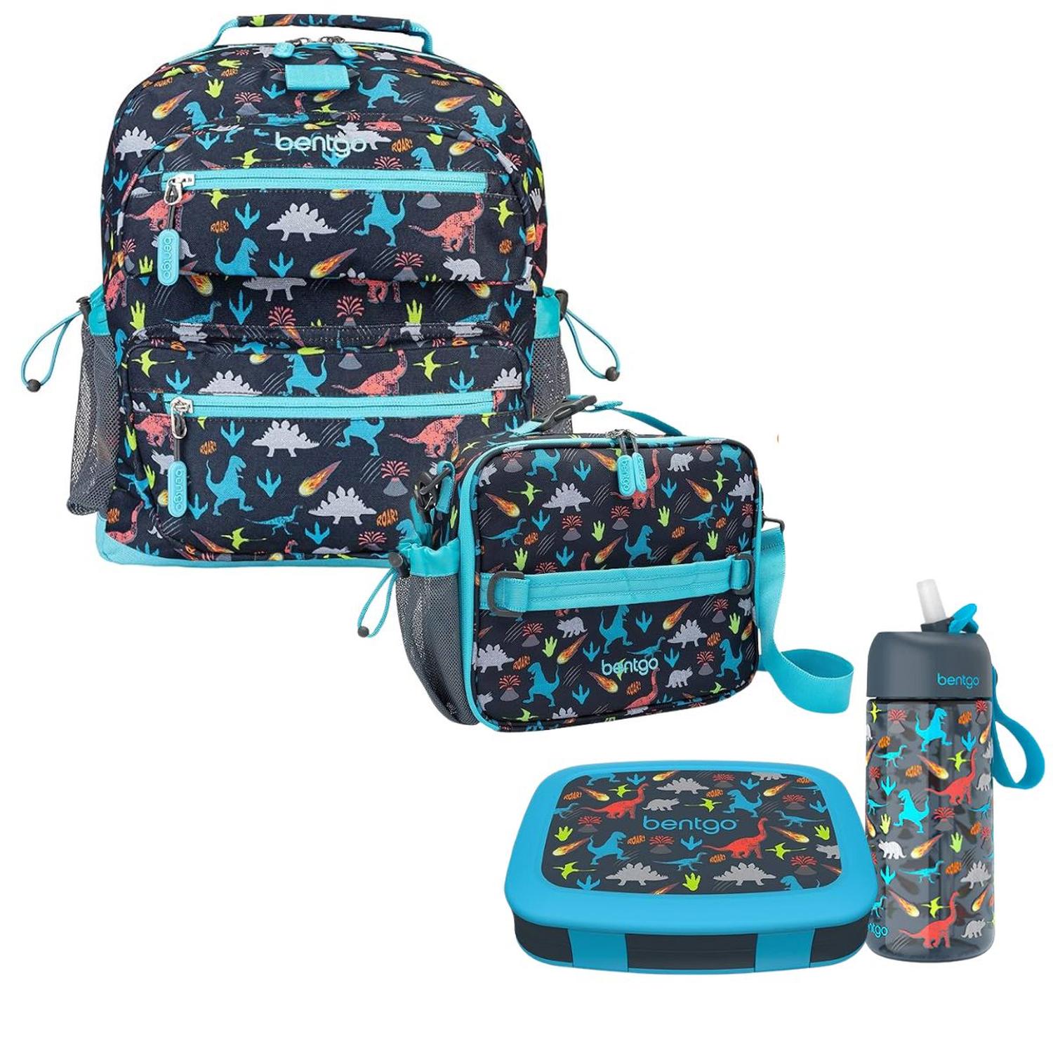 SET BENTGO MOCHILA ESCOLAR, LONCHERA, PORTA LONCHERA Y TOMATODO - DINOSAURIO - 8