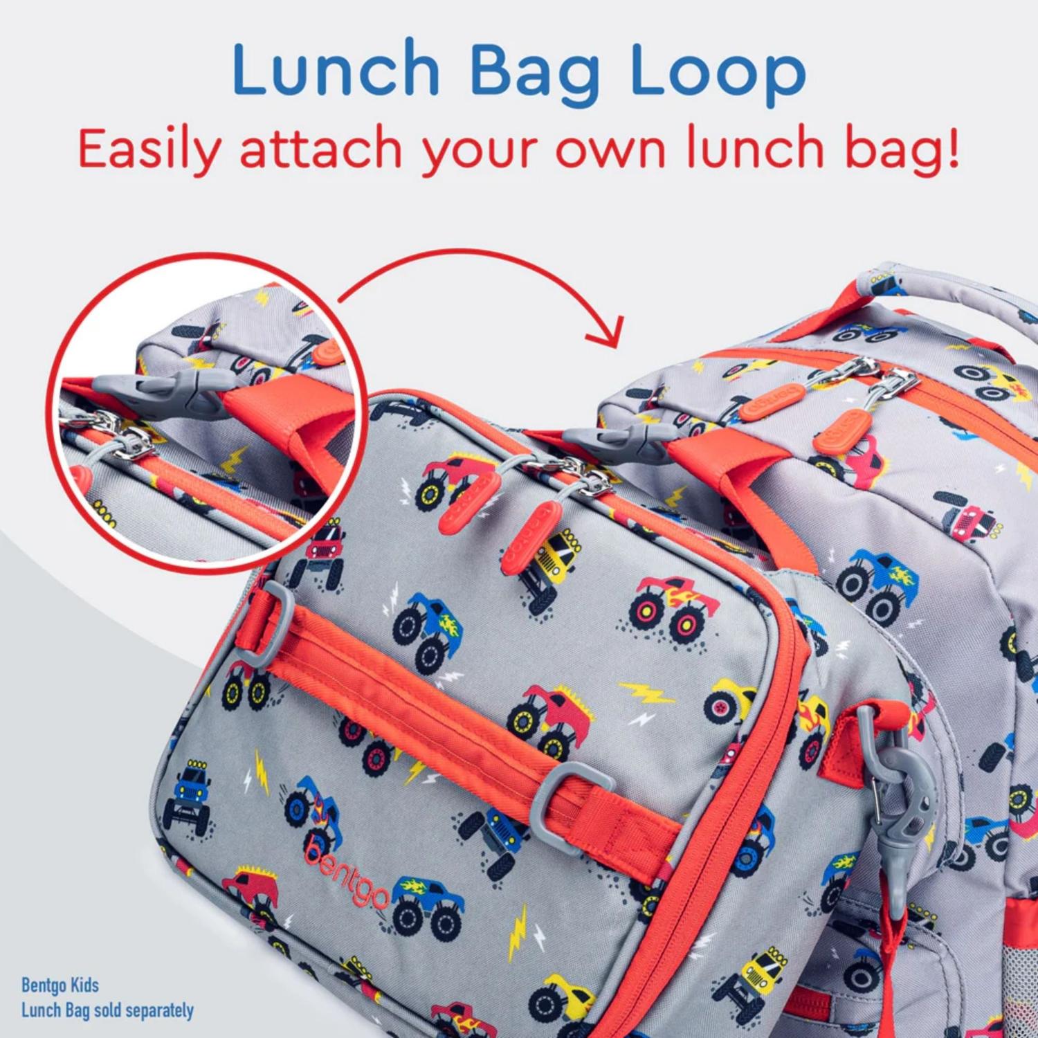 SET BENTGO MOCHILA ESCOLAR, LONCHERA Y PORTA LONCHERA - CAMIONES - 9