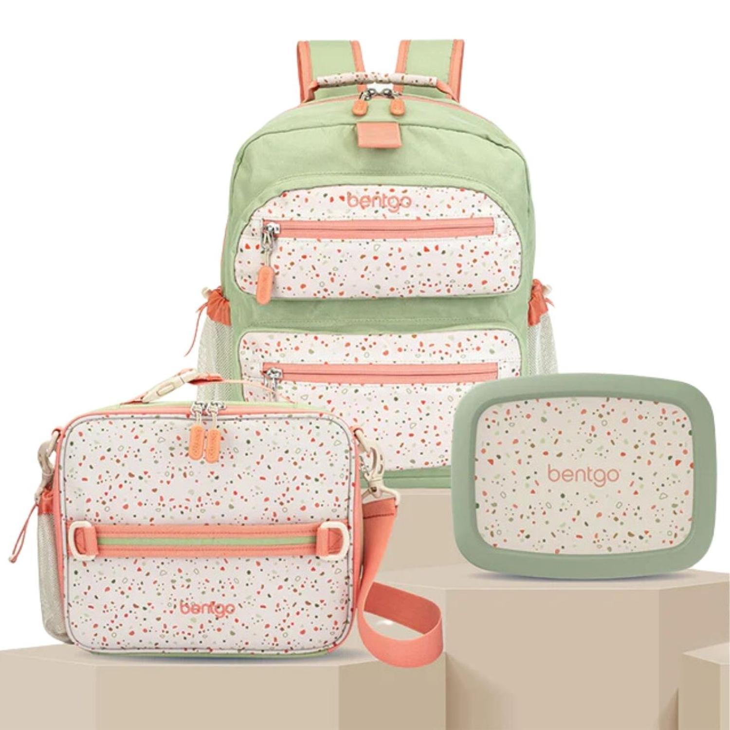 SET BENTGO MOCHILA ESCOLAR, LONCHERA Y PORTA LONCHERA WHIMSY Y WONDER - GEO SPECKLE - 1