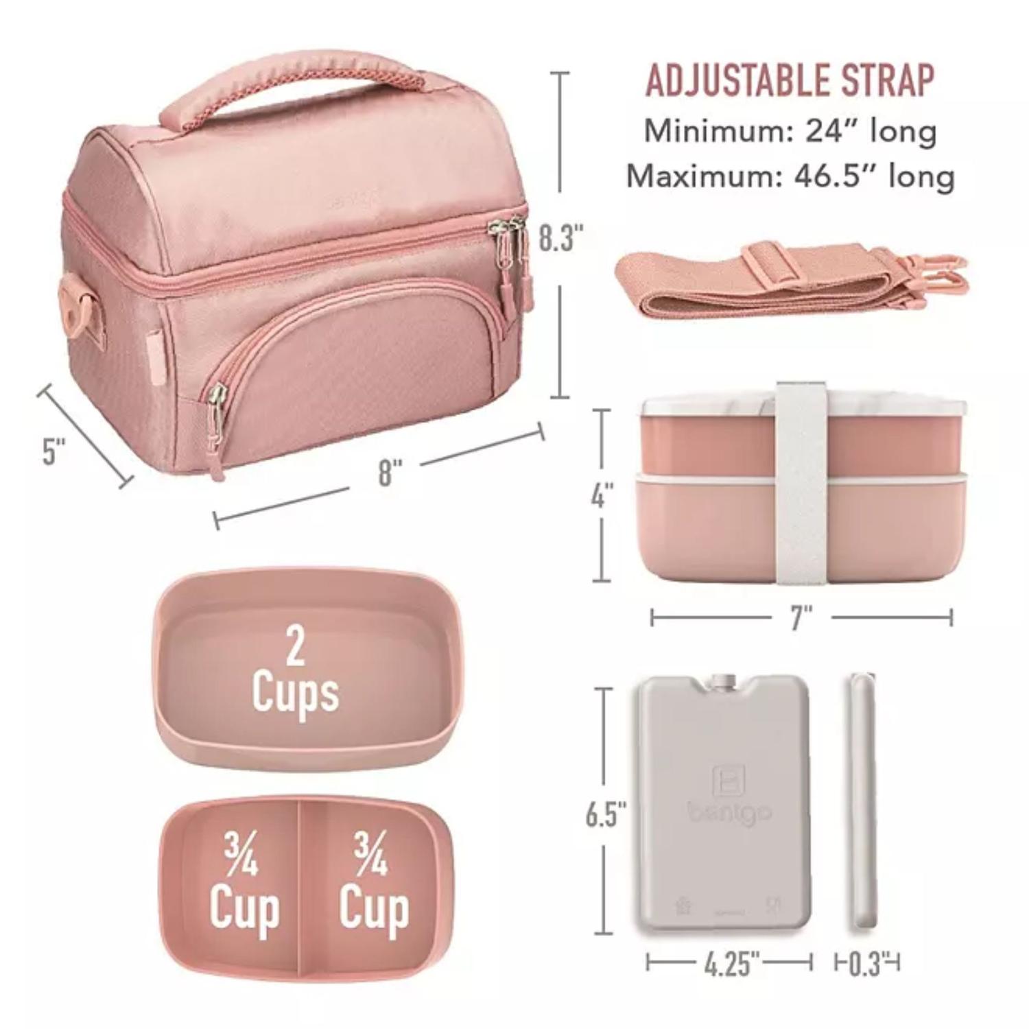 SET LONCHERA DELUXE BENTGO X 4 PZS: BOLSO + TERMICAL ICE PACK + BENTO CLASSIC - ROSA - 4