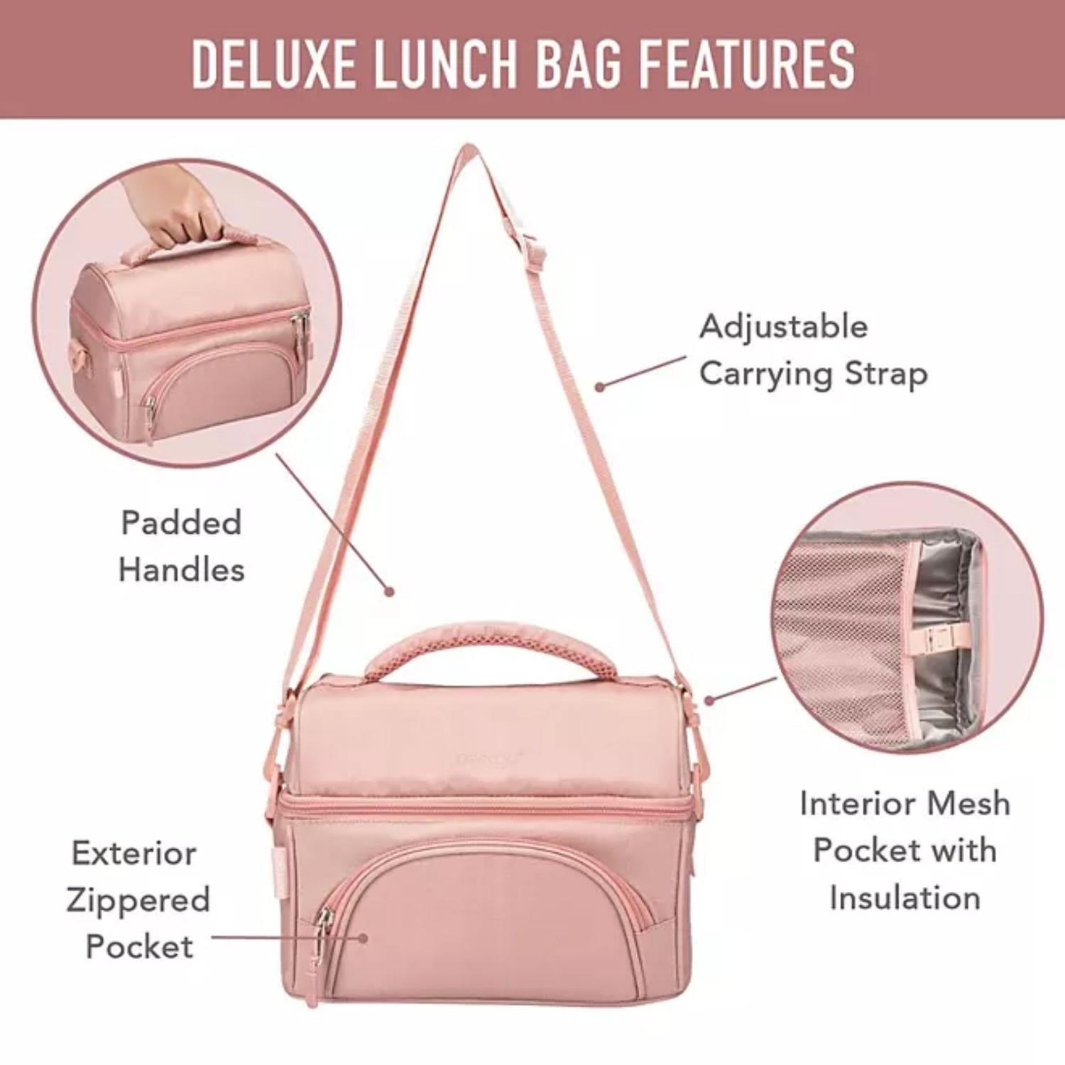 SET LONCHERA DELUXE BENTGO X 4 PZS: BOLSO + TERMICAL ICE PACK + BENTO CLASSIC - ROSA - 5