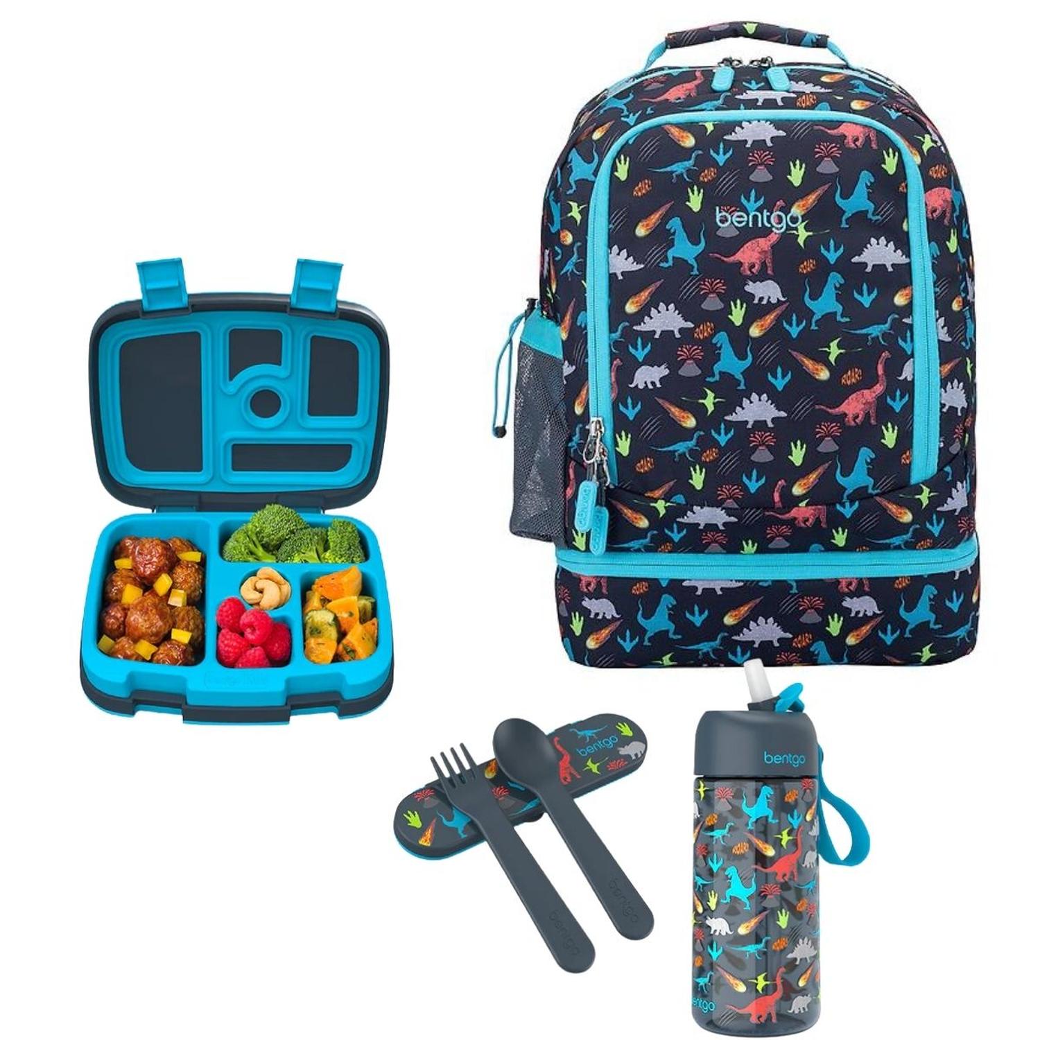 SET BENTGO MOCHILA 2 EN 1, LONCHERA, CUBIERTOS Y TOMATODO - DINOSAURIO - 1