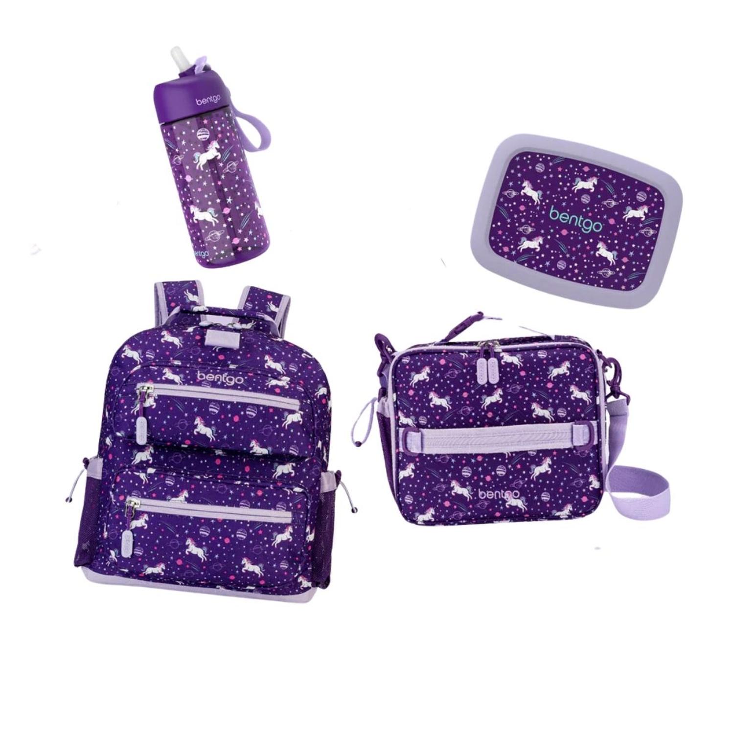 SET BENTGO MOCHILA ESCOLAR, LONCHERA, PORTA LONCHERA Y TOMATODO - UNICORNIO - 1