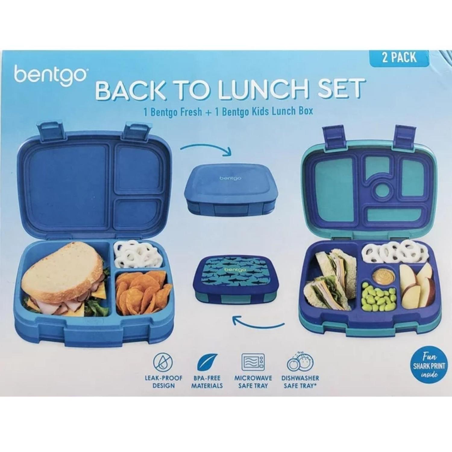 SET LONCHERA BENTGO KIDS TIBURONES + BENTGO FRESH ADULTOS AZUL - 2