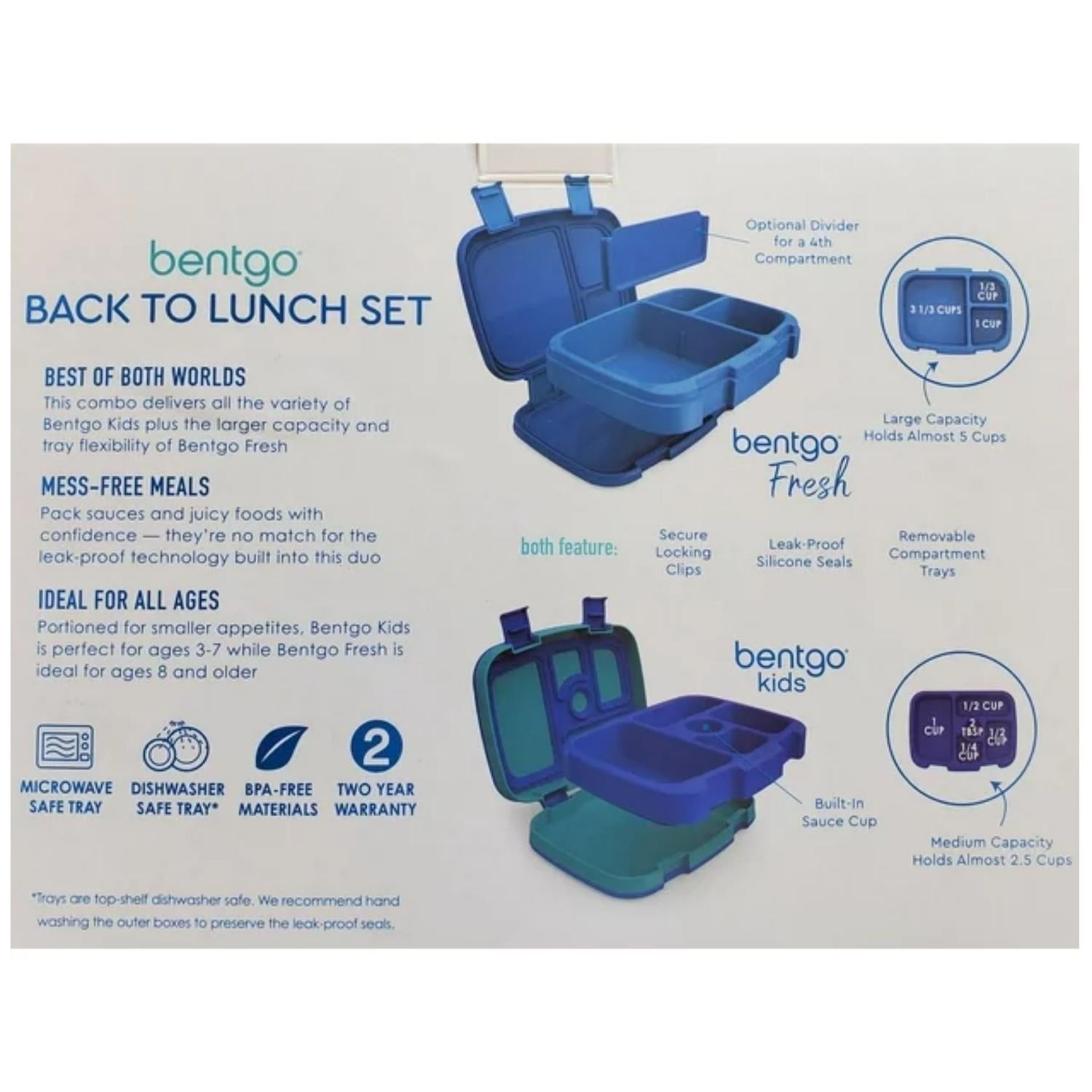 SET LONCHERA BENTGO KIDS TIBURONES + BENTGO FRESH ADULTOS AZUL - 3