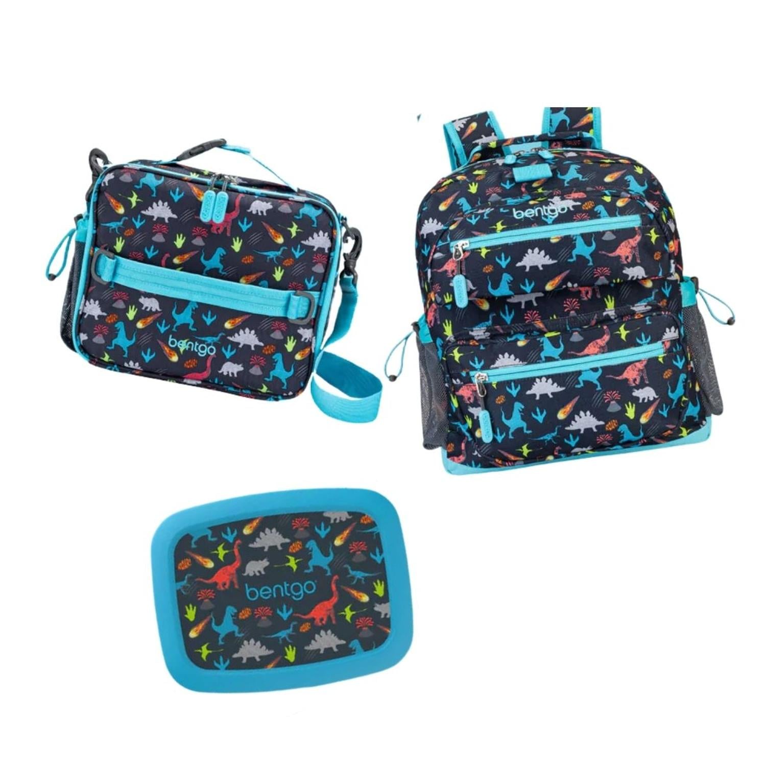 SET BENTGO MOCHILA ESCOLAR, LONCHERA Y PORTA LONCHERA - DINOSAURIO - 1