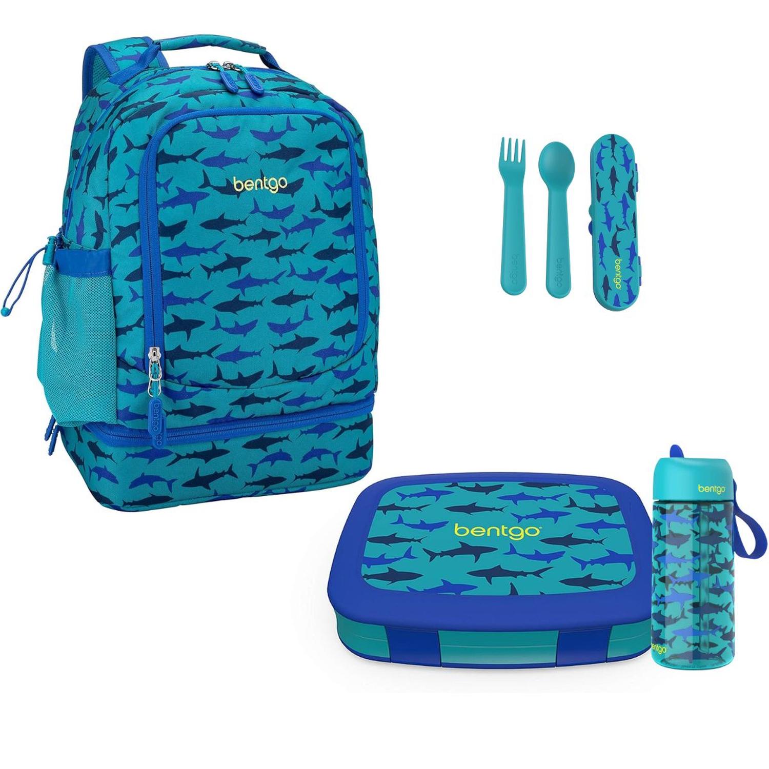 SET BENTGO MOCHILA 2 EN 1, LONCHERA, CUBIERTOS Y TOMATODO - TIBURON - 5