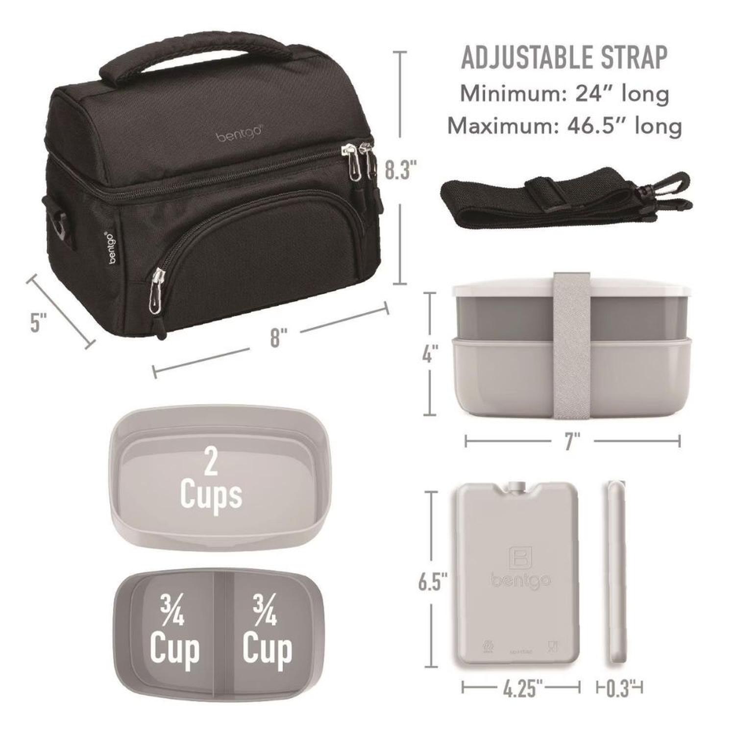 SET LONCHERA DELUXE BENTGO X 4PZS: BOLSO + ICE PACK + BENTO CLASSIC - NEGRO - 4