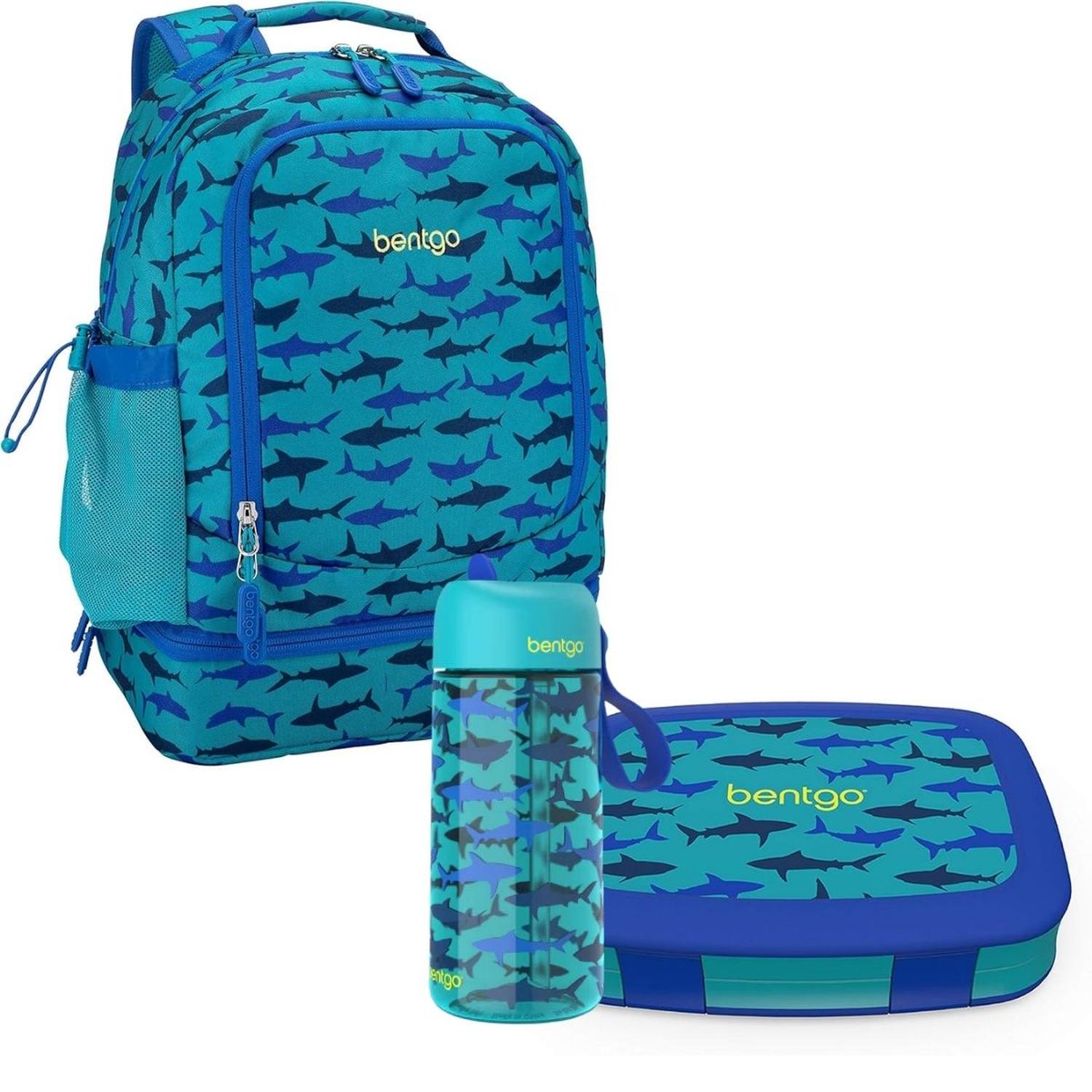 SET BENTGO MOCHILA 2 EN 1, LONCHERA Y TOMATODO - TIBURONES - 1