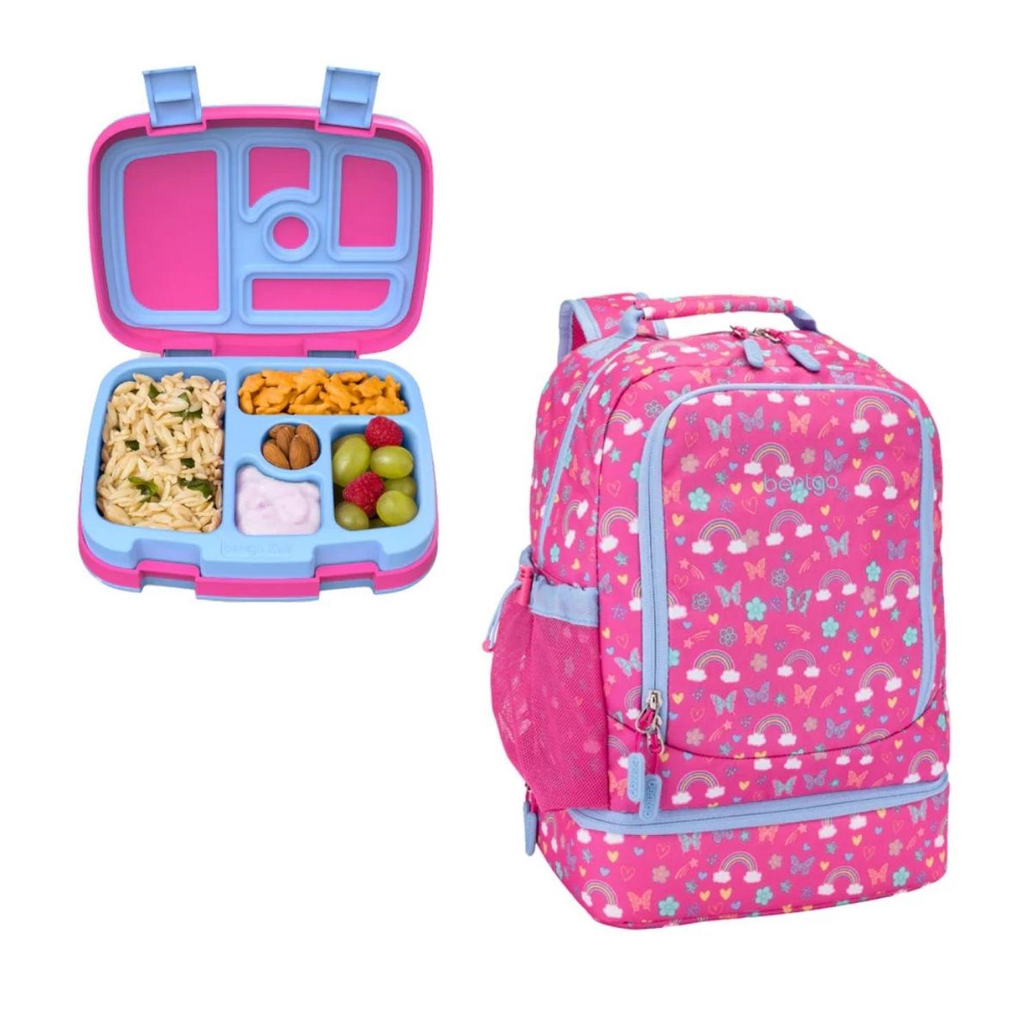 SET MOCHILA 2 EN 1 Y LONCHERA BENTGO KIDS - ARCOIRIS Y MARIPOSAS - 1