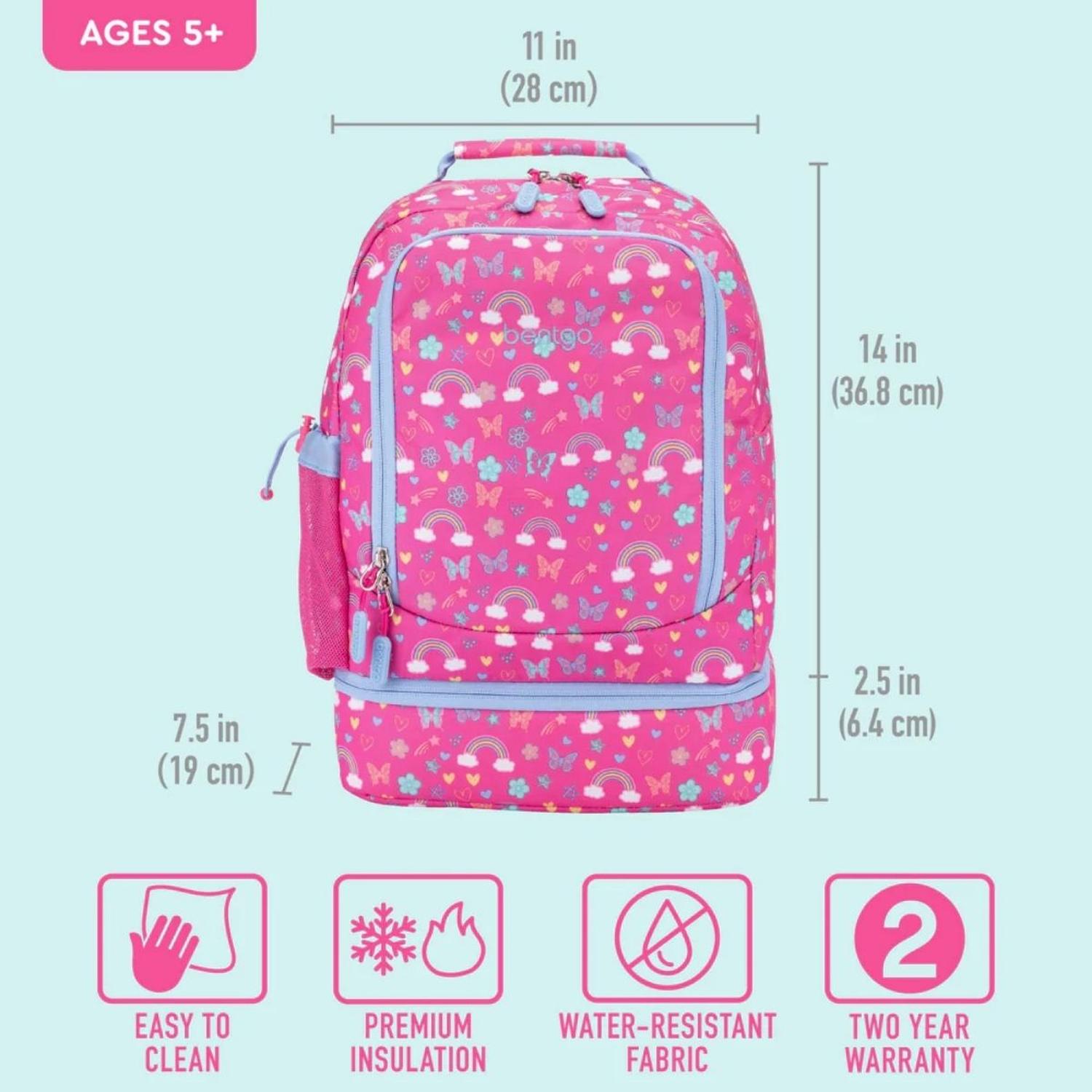 SET MOCHILA 2 EN 1 Y LONCHERA BENTGO KIDS - ARCOIRIS Y MARIPOSAS - 5