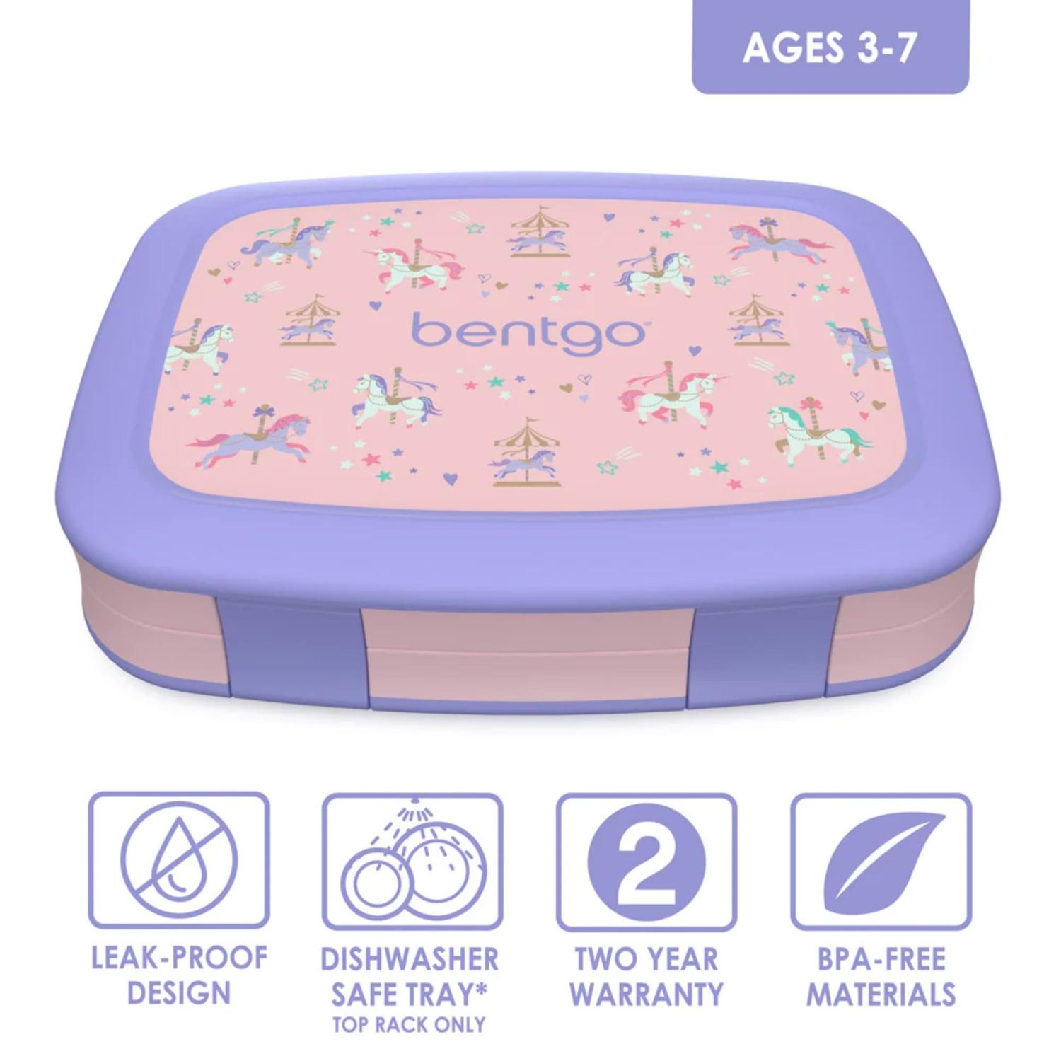 SET LONCHERA UNICORNIOS EN CARRUSEL Y PORTA LONCHERA BENTGO ROSA GLITTER - 3