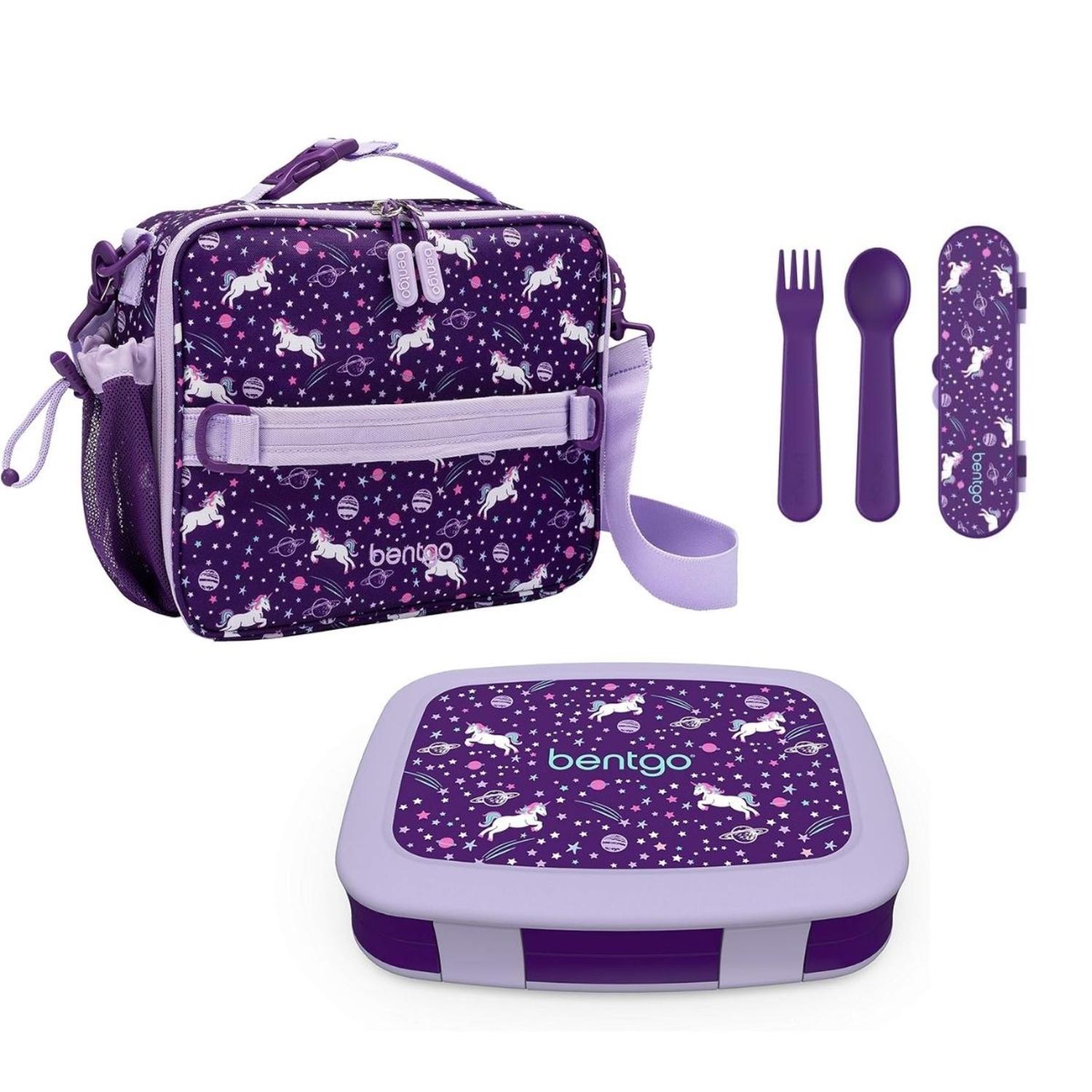 SET BENTGO LONCHERA, PORTA LONCHERA Y CUBIERTOS - UNICORNIO - 1