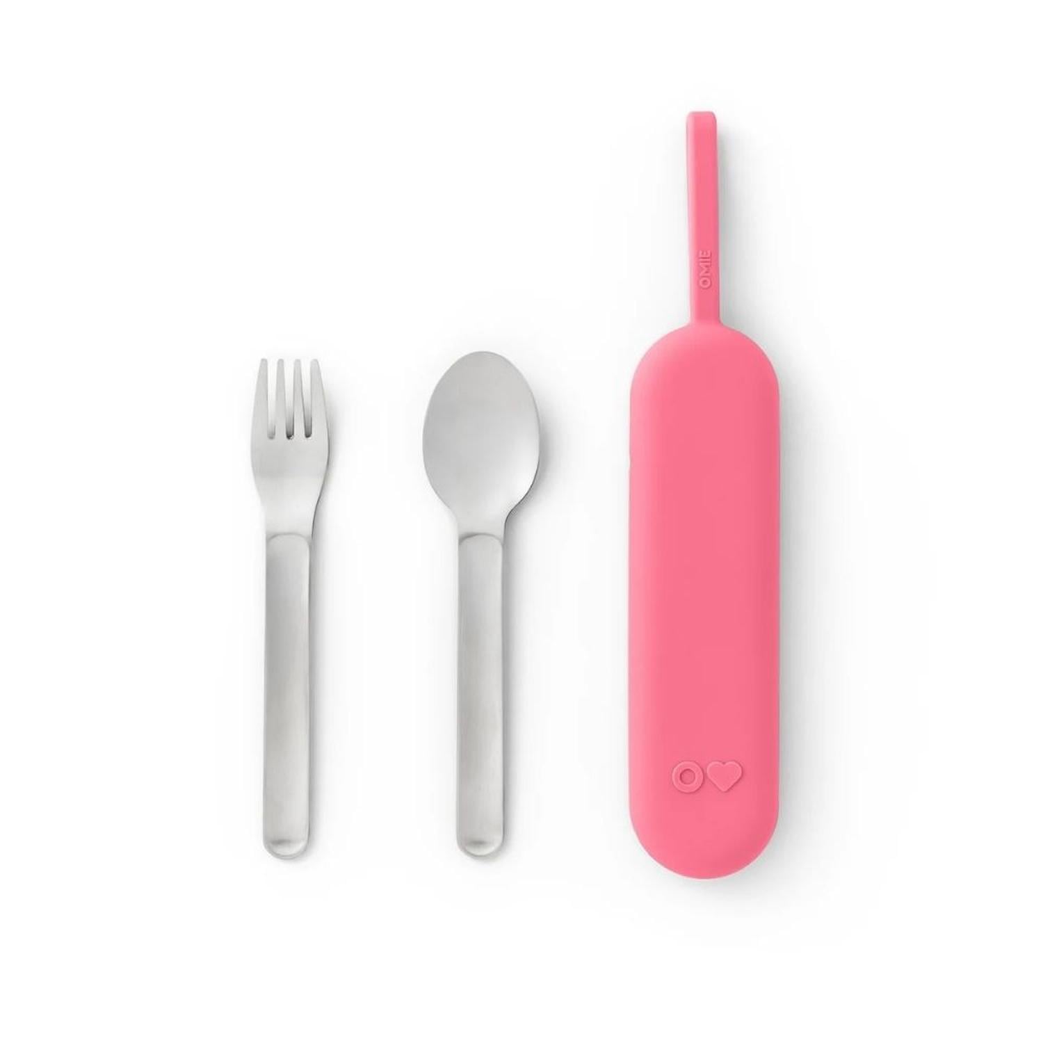 SET DE CUBIERTOS ACERO INOXIDABLE OMIE UP POD Y UTENSIL - BUBBLE PINK - 1