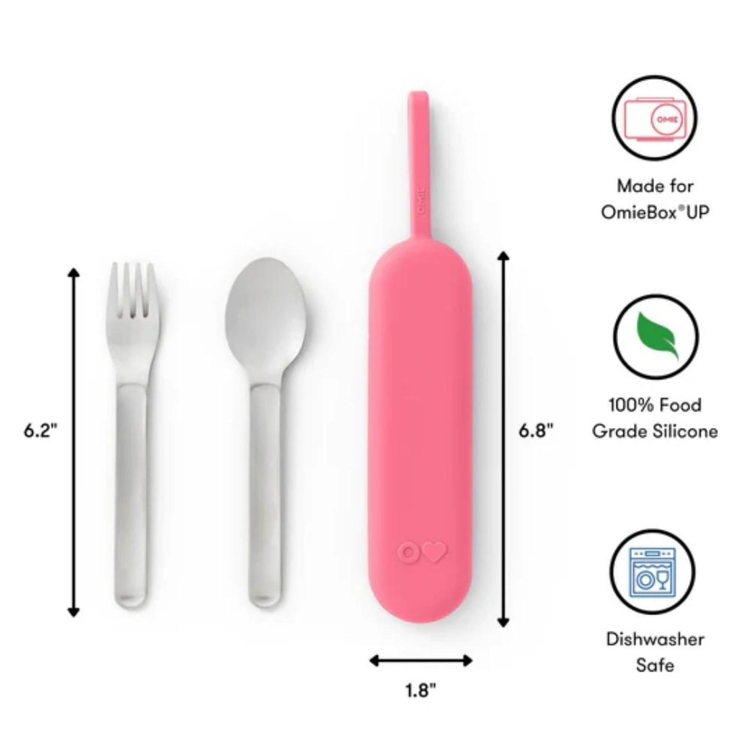 SET DE CUBIERTOS ACERO INOXIDABLE OMIE UP POD Y UTENSIL - BUBBLE PINK - 2