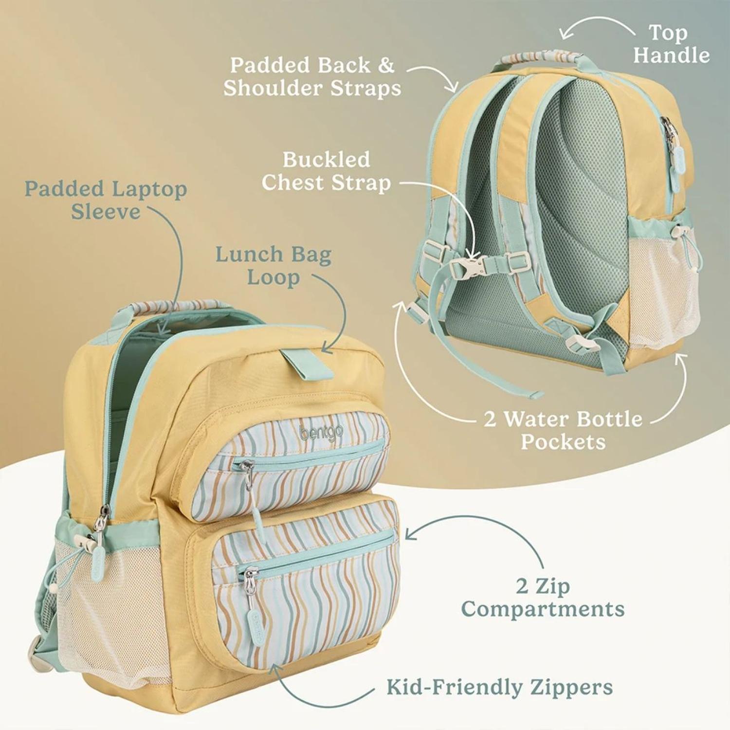 SET BENTGO MOCHILA ESCOLAR, LONCHERA Y PORTA LONCHERA WHIMSY Y WONDER - WAVY - 3