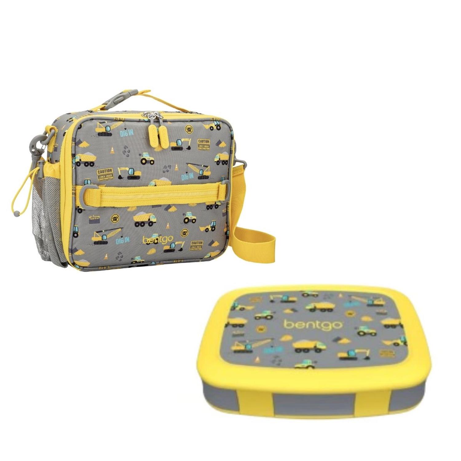 SET LONCHERA Y PORTA LONCHERA BENTGO KIDS - CAMIONES DE CONSTRUCCION - 1