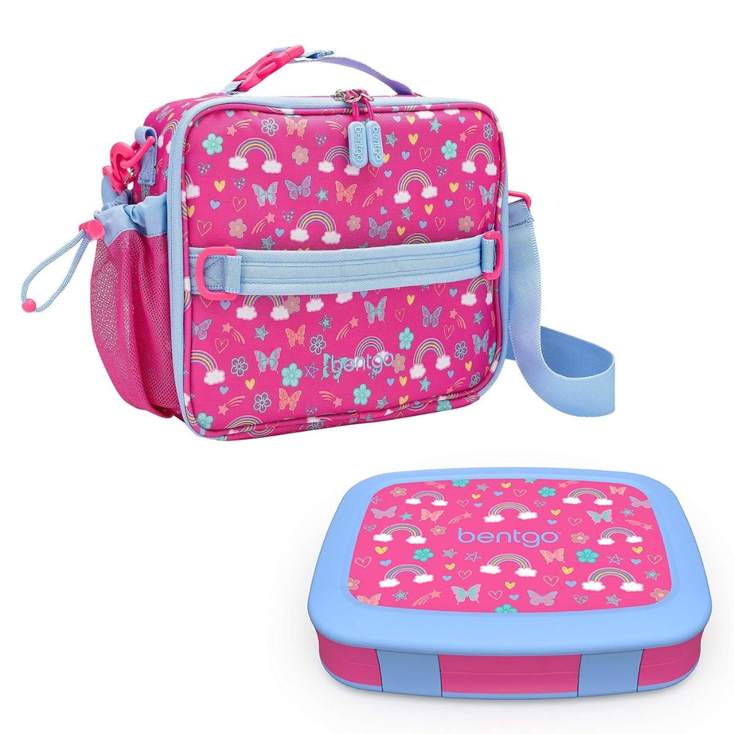SET LONCHERA Y PORTA LONCHERA BENTGO KIDS - MARIPOSAS Y ARCOIRIS - 1