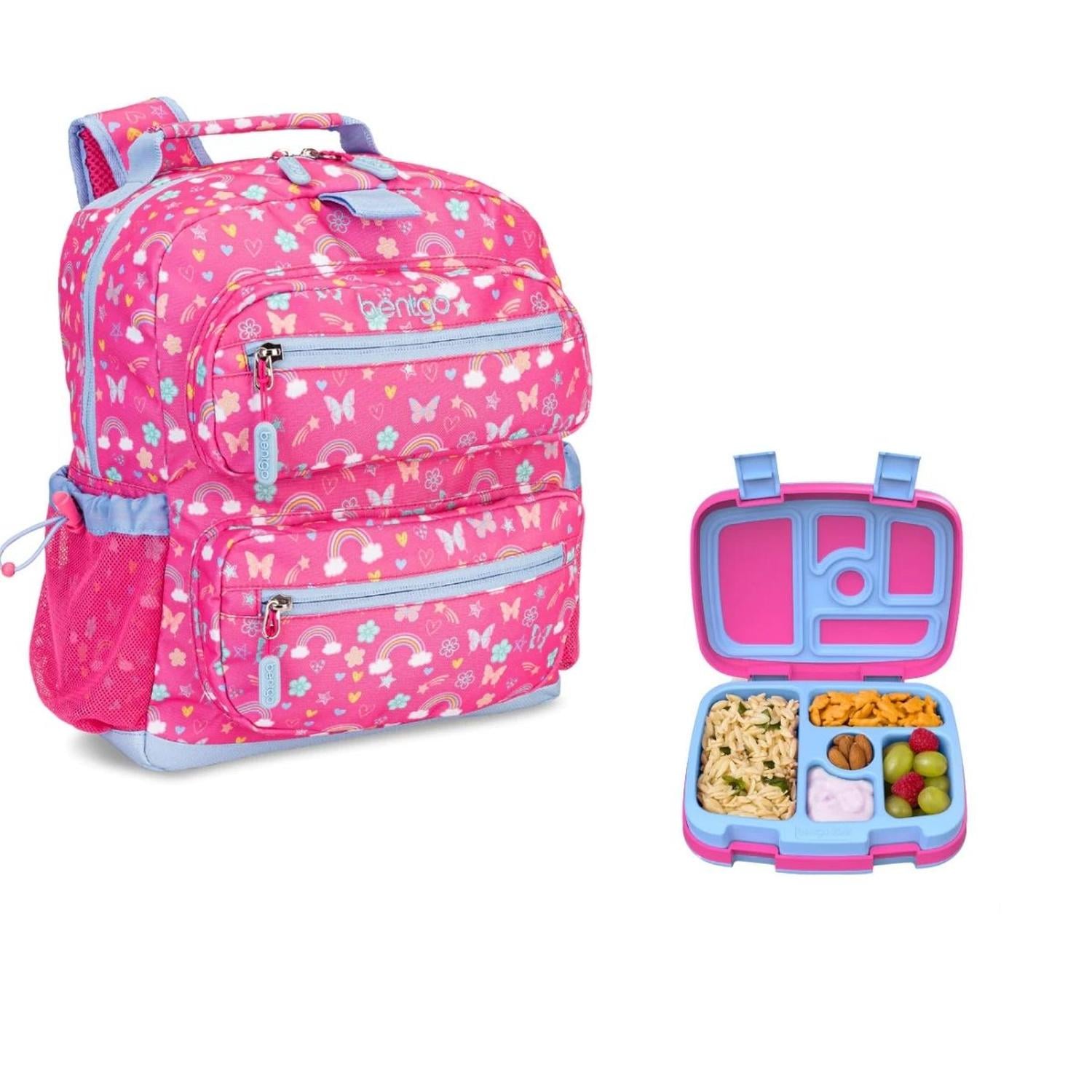 SET LONCHERA Y MOCHILA ESCOLAR BENTGO KIDS - ARCOIRIS Y MARIPOSAS - 1