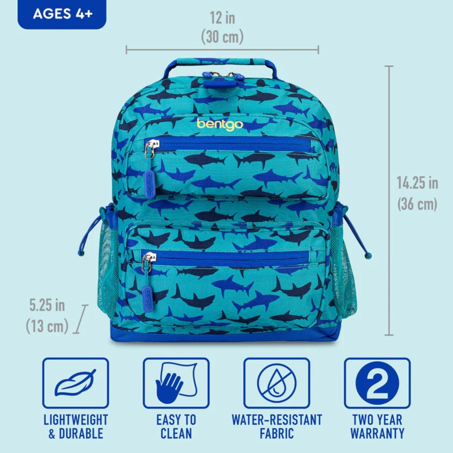 SET BENTGO MOCHILA ESCOLAR, LONCHERA Y CUBIERTOS - TIBURON - 2