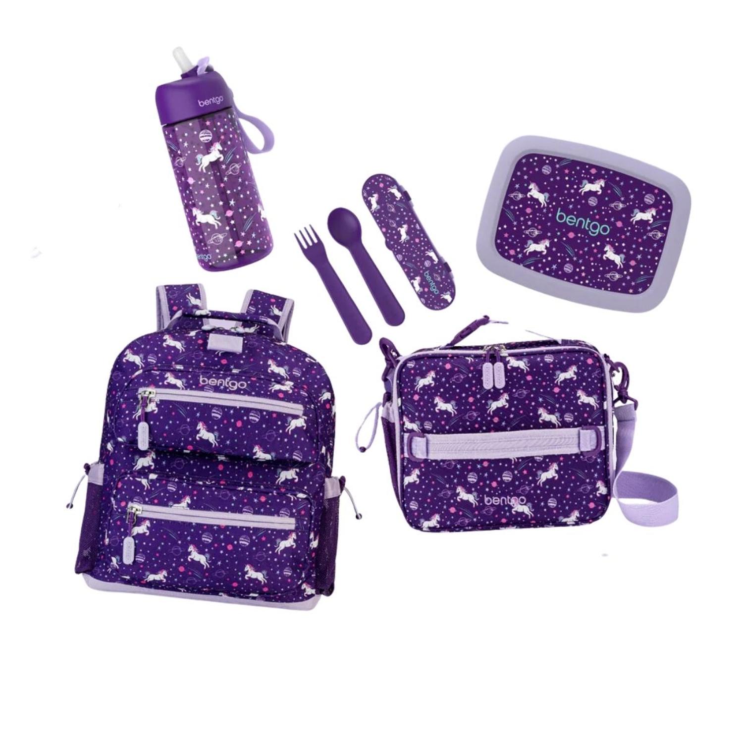 SET BENTGO MOCHILA ESCOLAR, LONCHERA, PORTA LONCHERA, CUBIERTOS Y TOMATODO - UNICORNIO - 1