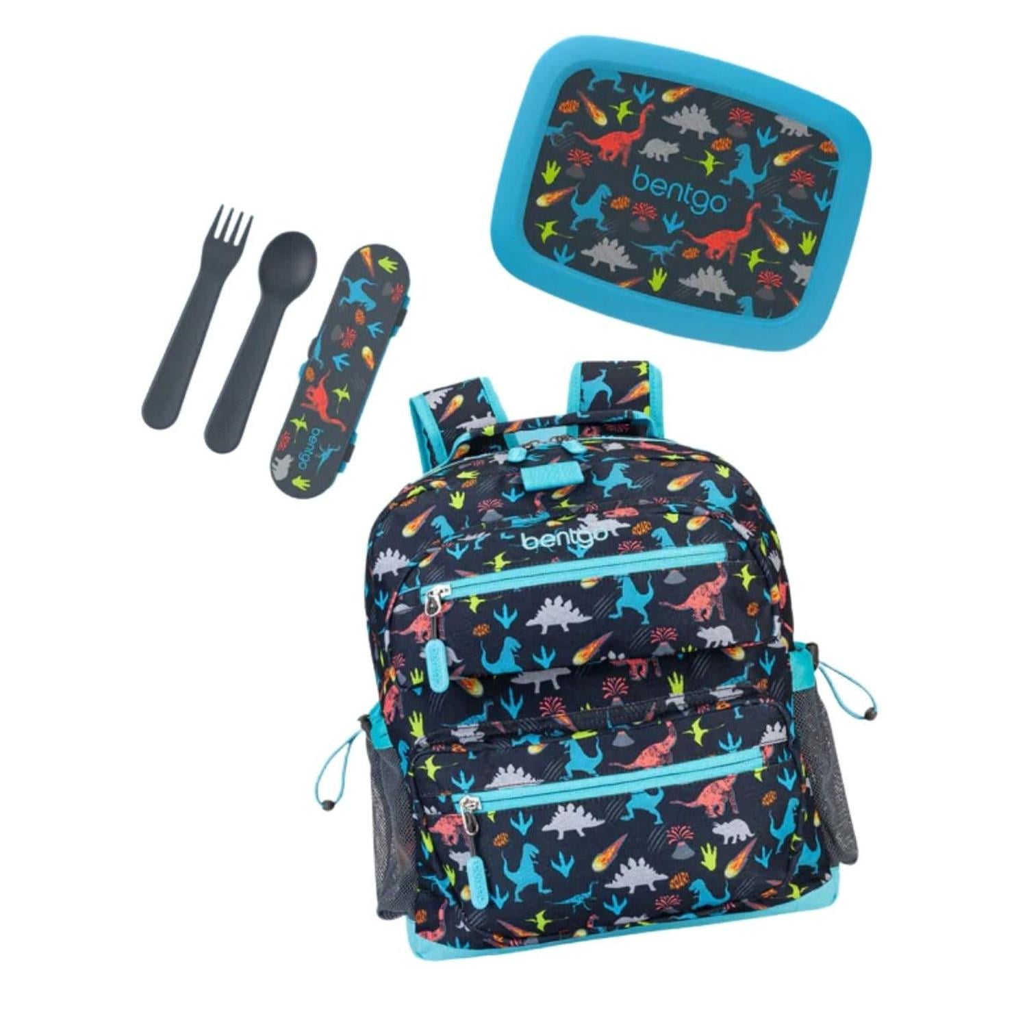 SET BENTGO MOCHILA ESCOLAR, LONCHERA Y CUBIERTOS - DINOSAURIOS - 1