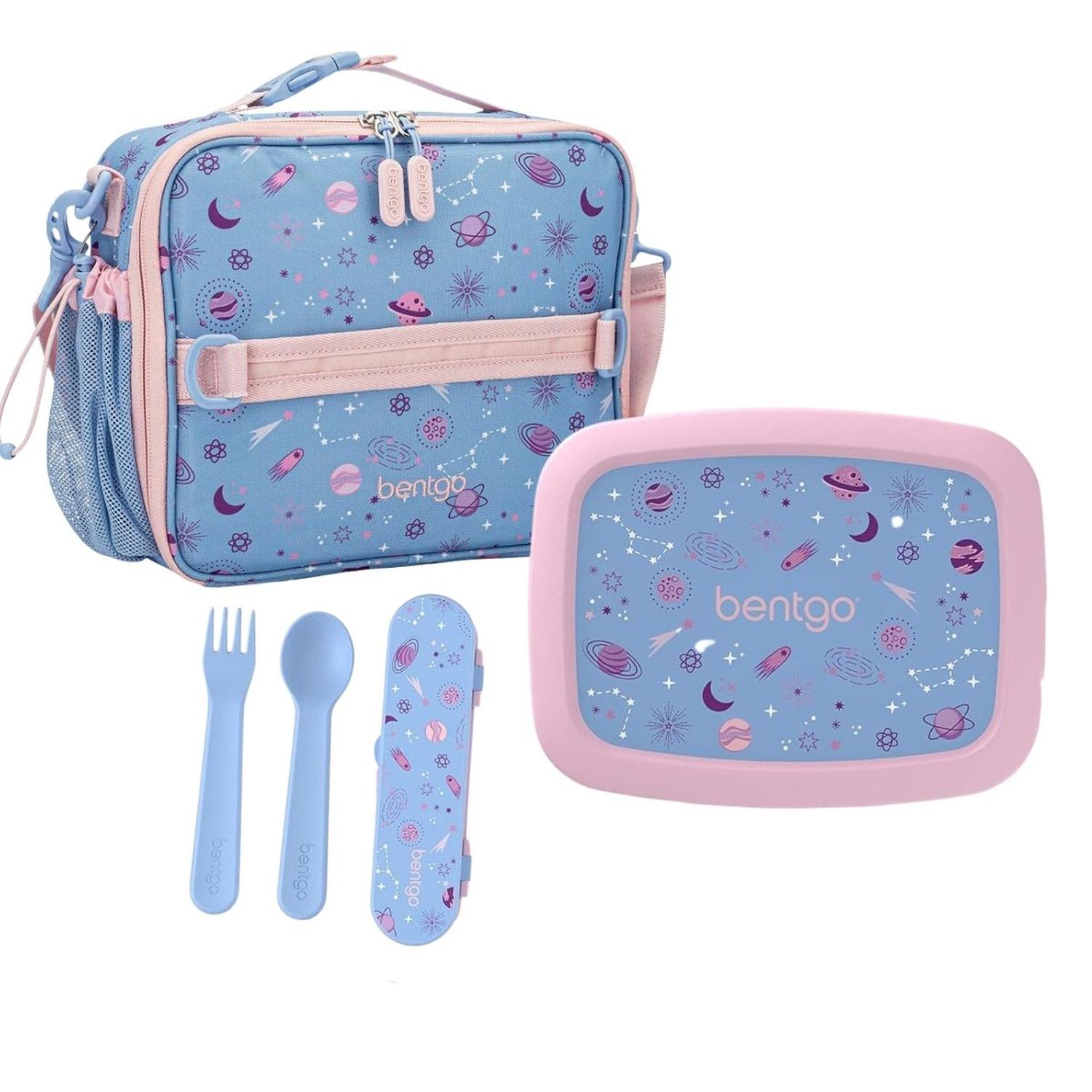 SET BENTGO LONCHERA, PORTA LONCHERA Y CUBIERTOS - LAVANDER GALAXY - 1