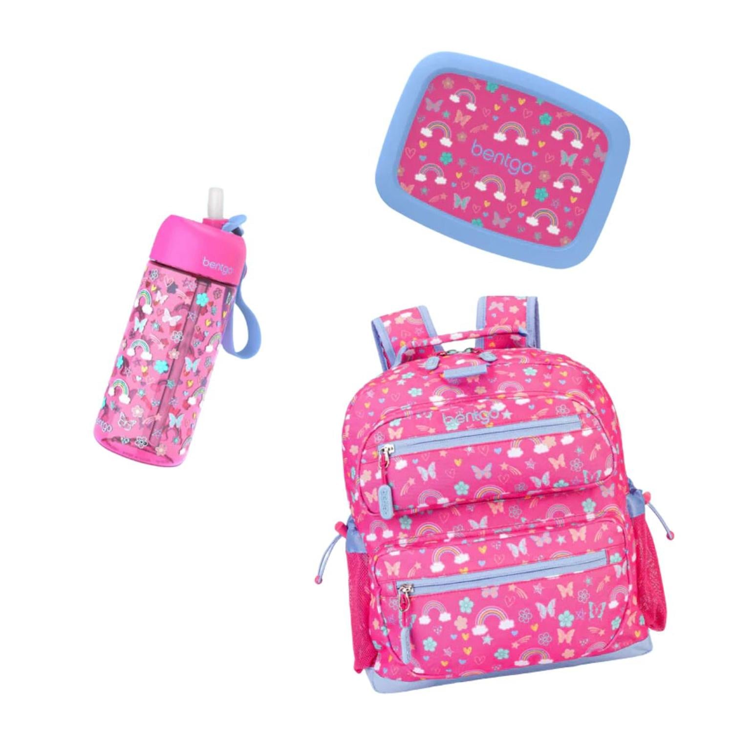 SET BENTGO MOCHILA ESCOLAR, LONCHERA Y TOMATODO - ARCOIRIS Y MARIPOSAS - 1