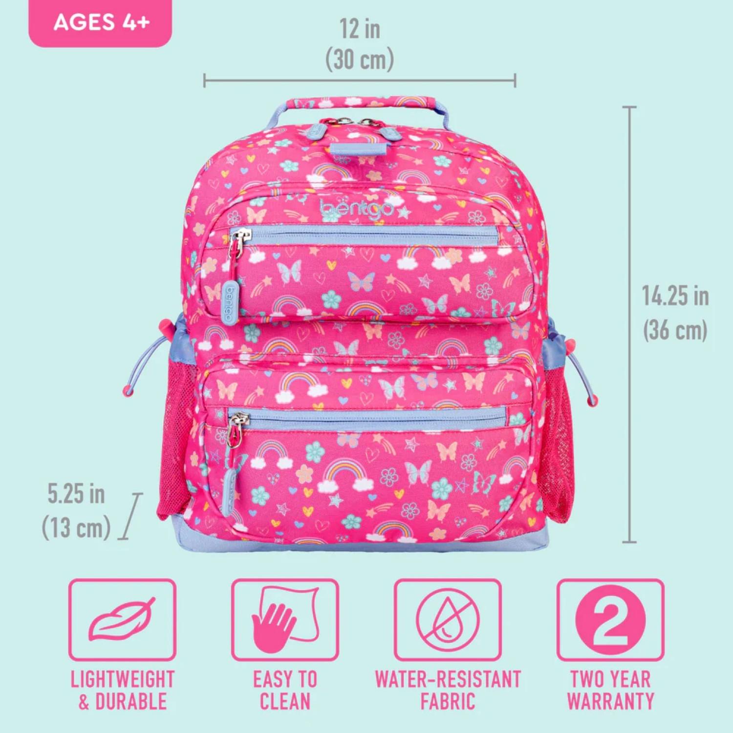 SET BENTGO MOCHILA ESCOLAR, LONCHERA Y TOMATODO - ARCOIRIS Y MARIPOSAS - 4