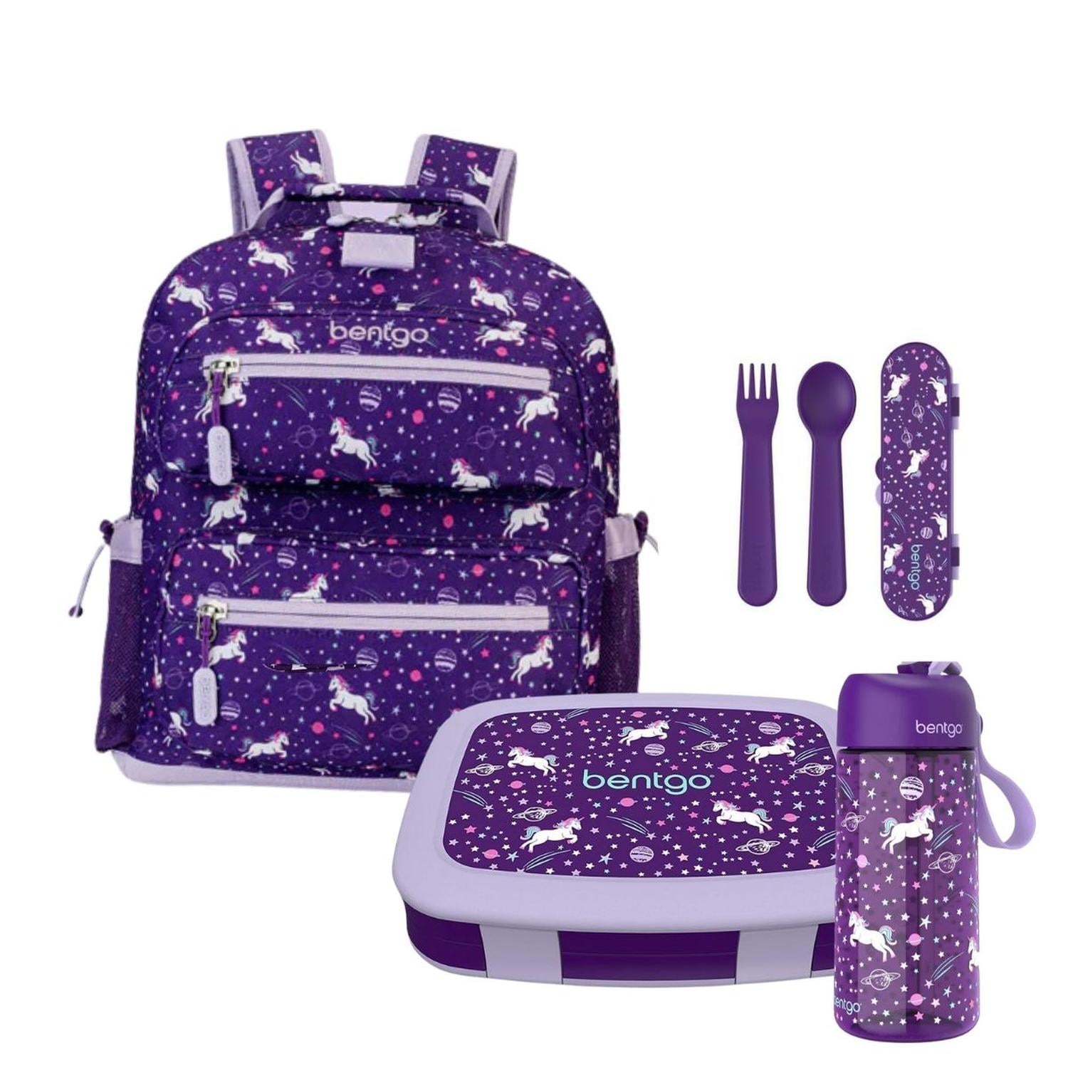 SET BENTGO MOCHILA ESCOLAR, LONCHERA, CUBIERTOS Y TOMATODO - UNICORNIO - 1