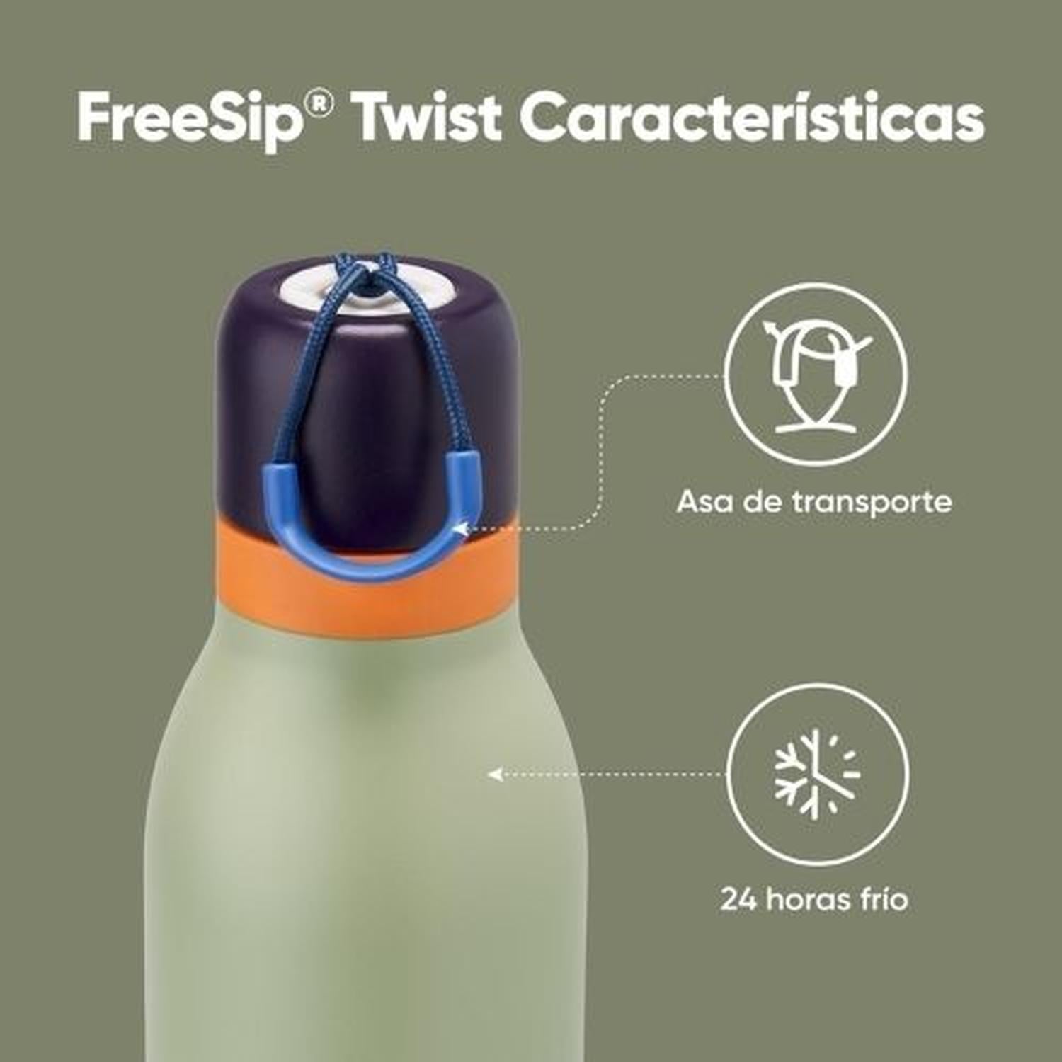 BOTELLA DE ACERO INOXIDABLE OWALA FREESIP TWIST 24 OZ - CAMO COOL - 2