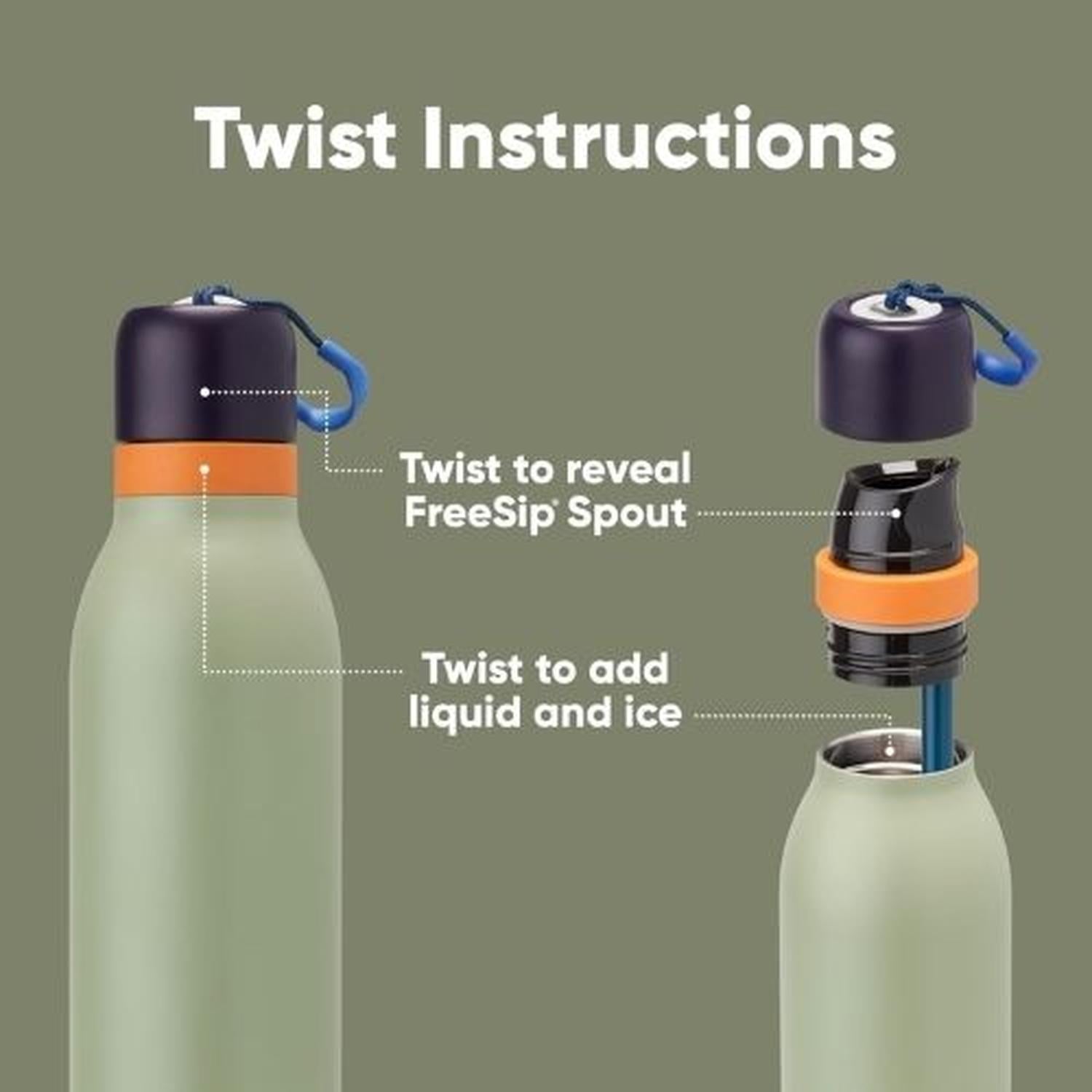 BOTELLA DE ACERO INOXIDABLE OWALA FREESIP TWIST 18 OZ - CAMO COOL - 3