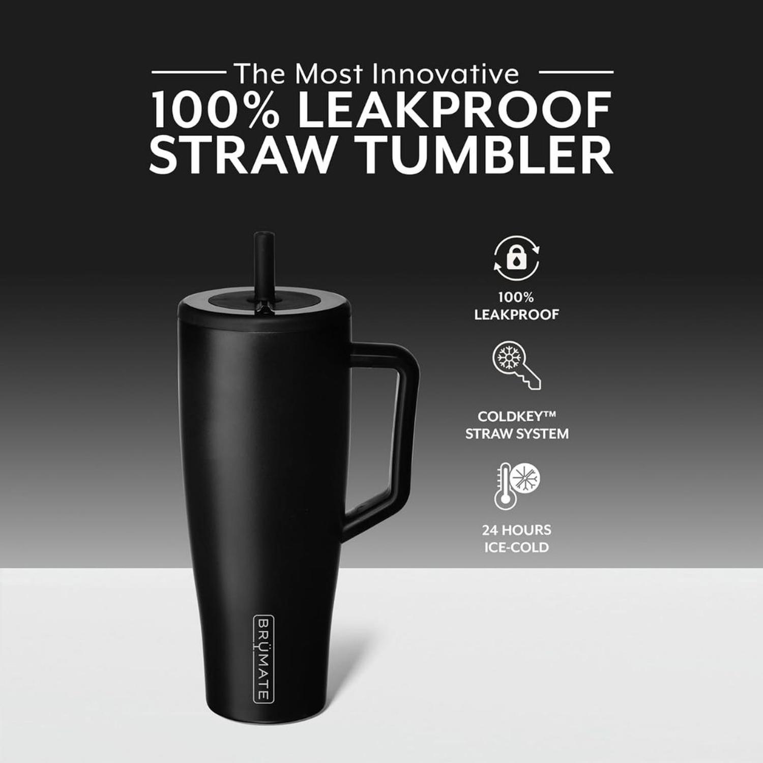 TUMBLER VASO AISLADO BRUMATE ERA A PRUEBA DE FUGAS CON TAPA Y PAJILLA 40 ONZAS - NEGRO MATE - 2