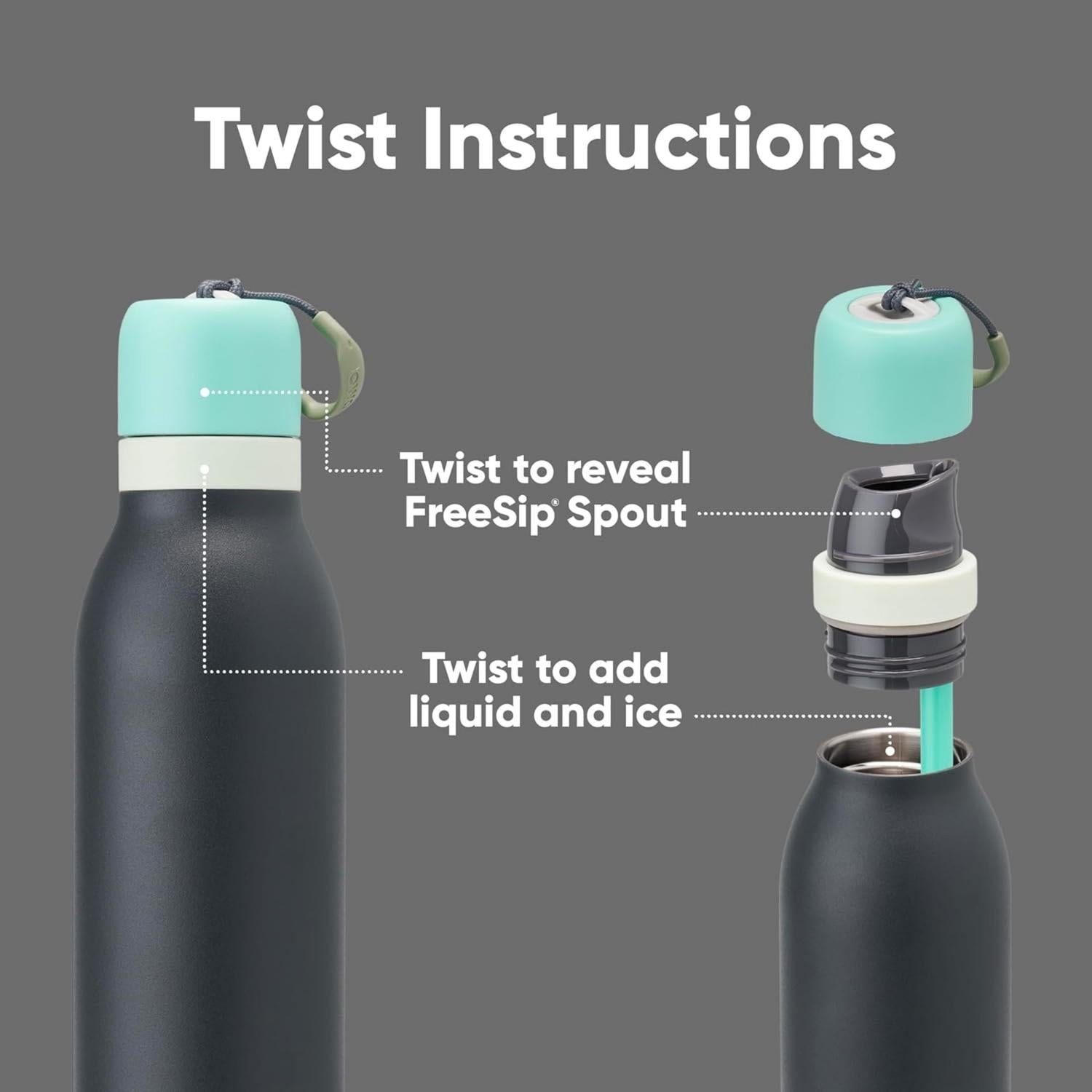 BOTELLA DE ACERO INOXIDABLE OWALA FREESIP TWIST 18 OZ -FOGGY TIDE - 4