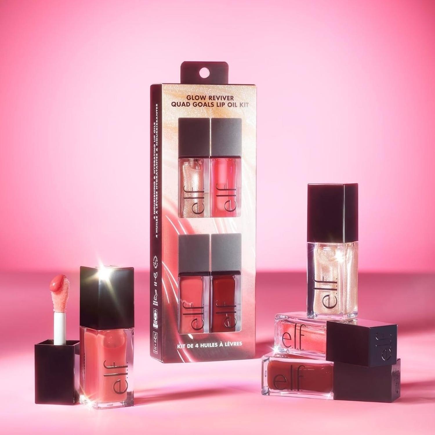 KIT ACEITE LABIAL E.L.F. GLOW REVIVER QUAD GOALS - 4 UND - 4