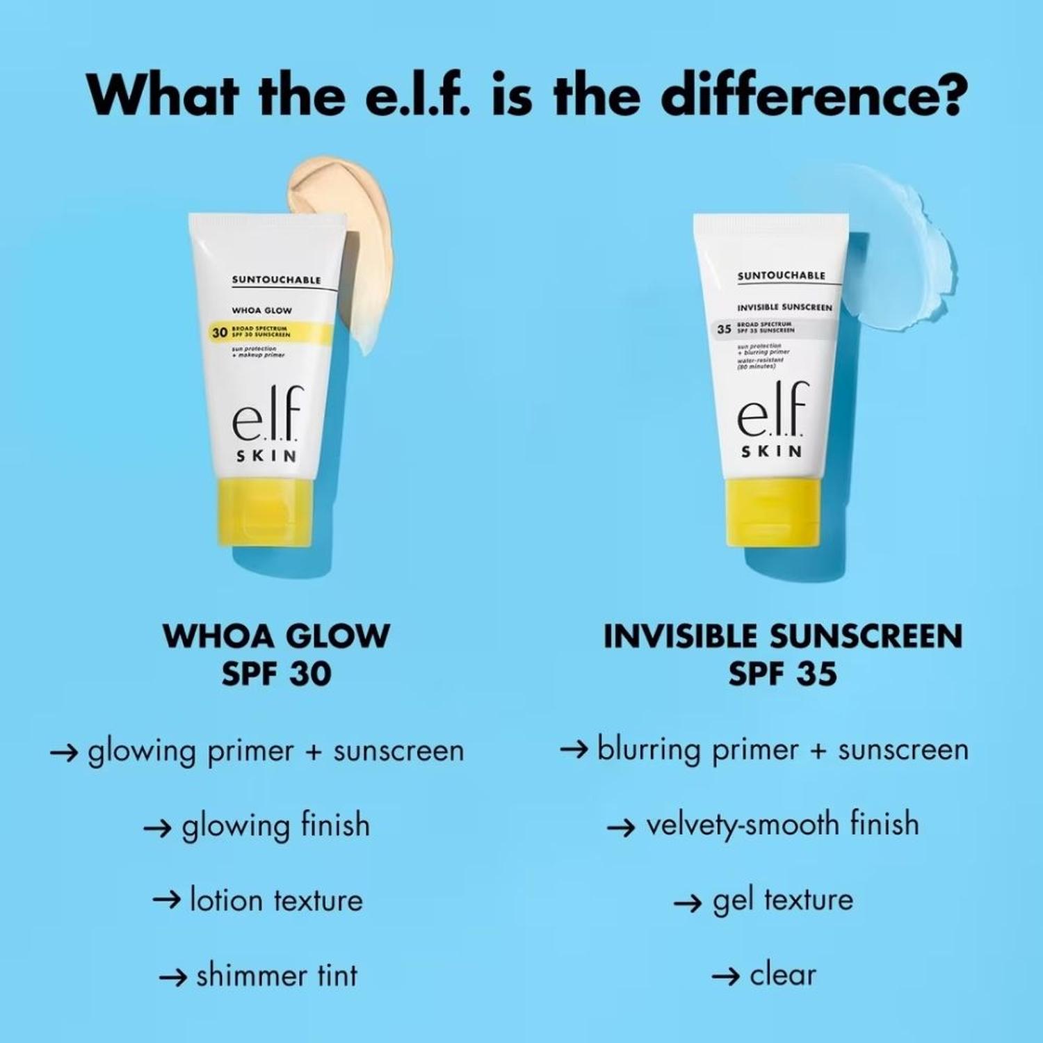 PROTECTOR SOLAR INVISIBLE Y PRIMER E.L.F. COSMECTICS SUNTOUCHABLE FPS 35 - 50 ML - 8