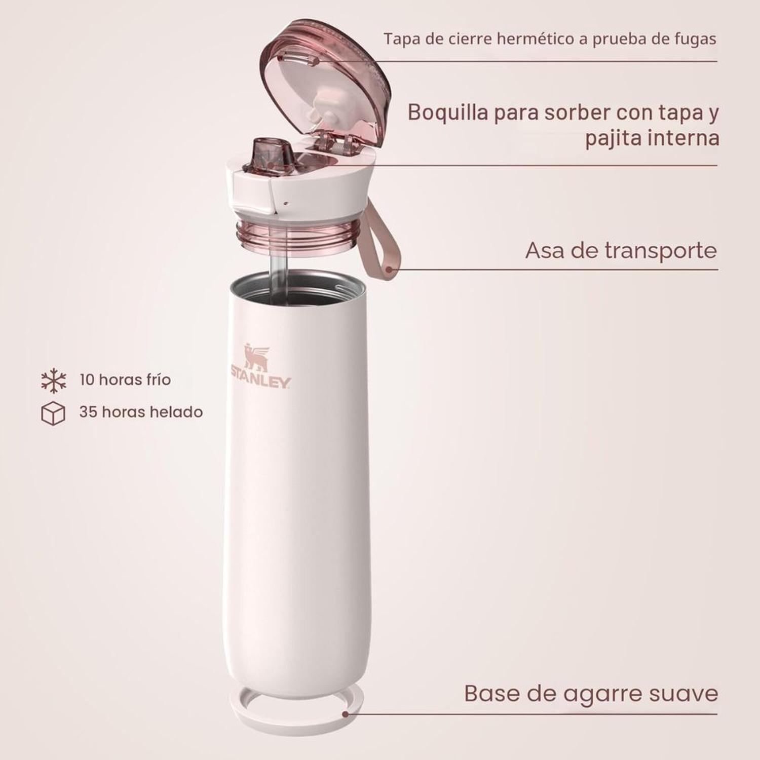 BOTELLA DE ACERO INOXIDABLE STANLEY FLOWSTATE SPRING 20 OZ - ROSE QUARTZ - 4