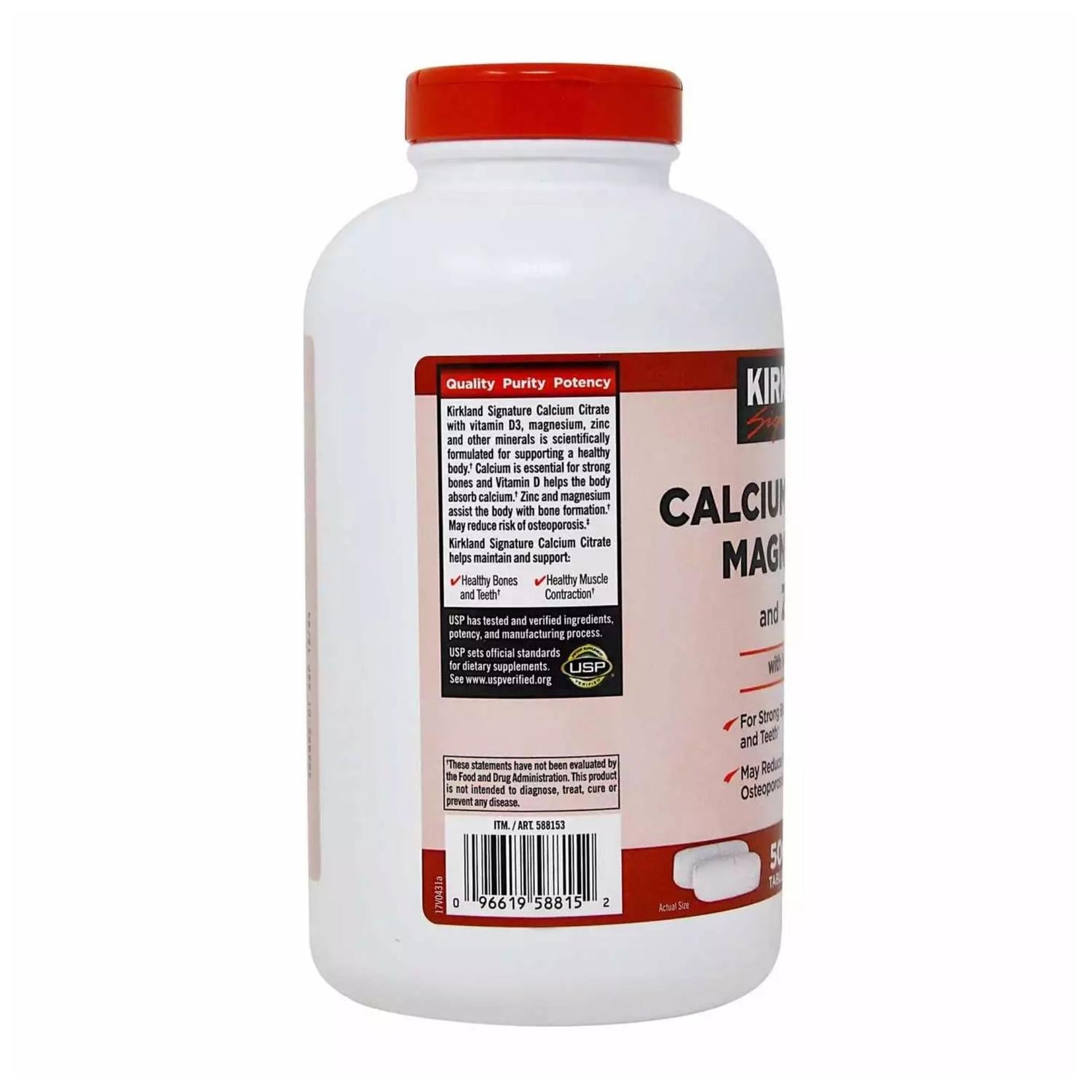 CITRATO DE CALCIO, MAGNESIO Y ZINC KIRKLAND - 500 TABLETAS - 3