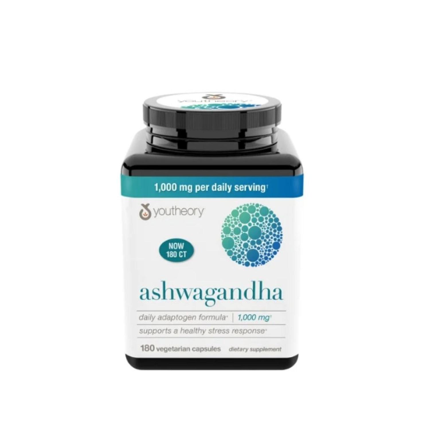 SUPLEMENTO DE ASHWAGANDHA YOUTHEORY PARA GESTIONAR EL ESTRES - 180 CAP - 1