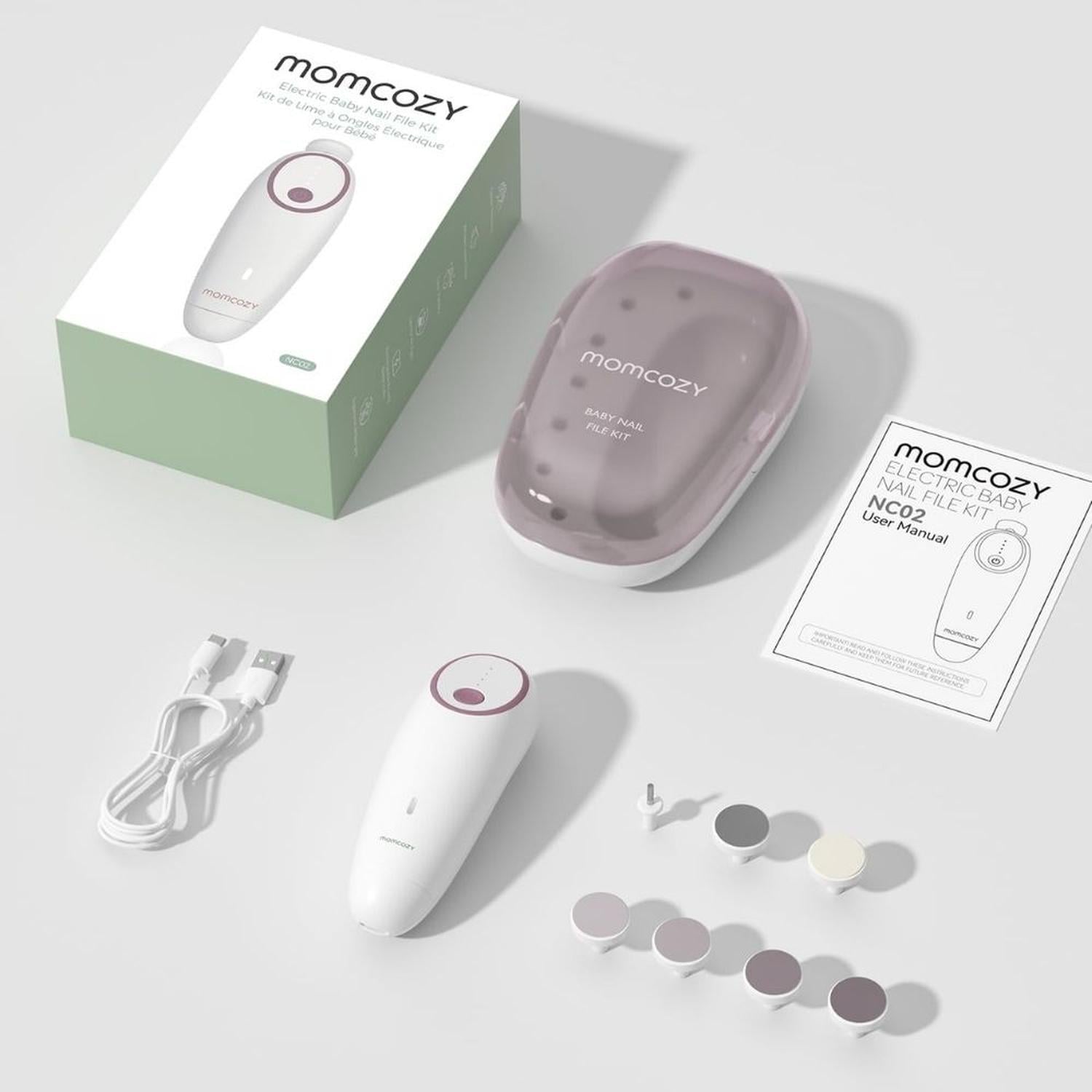 LIMA DE UÑAS ELÉCTRICA PARA BEBE MOMCOZY CON7 CABEZALES DE REPUESTO - 3