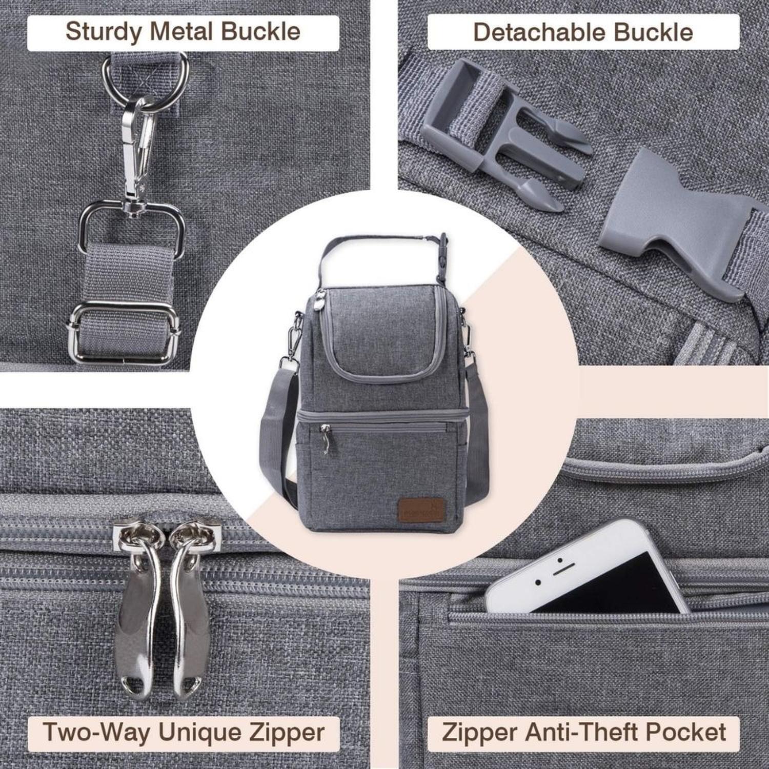 MALETIN PORTA BIBERON TERMICO MOMCOZY DOBLE ASA - GRIS - 6