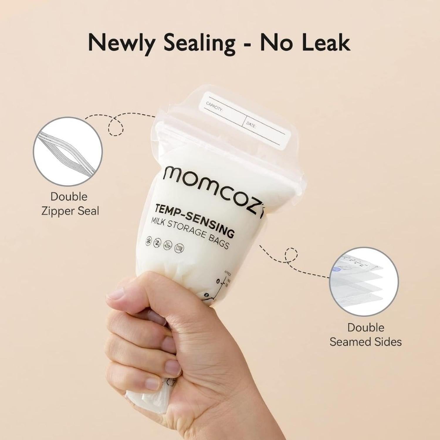 BOLSAS PARA LECHE MATERNA MOMCOZY CON SENSOR DE TEMPERATURA 6 OZ 120 UNDS - 3